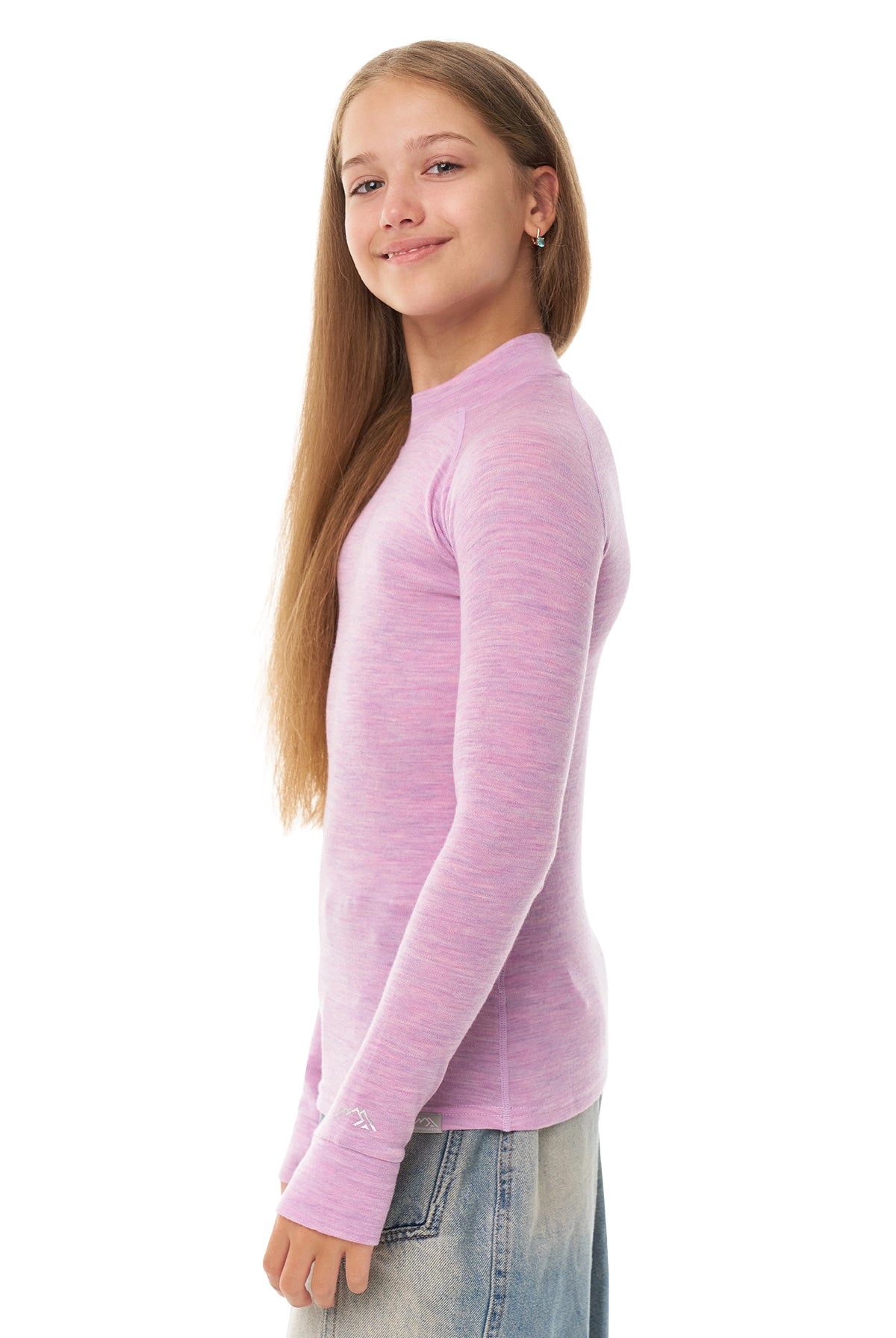 Kids' Merino Turtleneck Long Sleeve 250 Heather Lilac — view 2