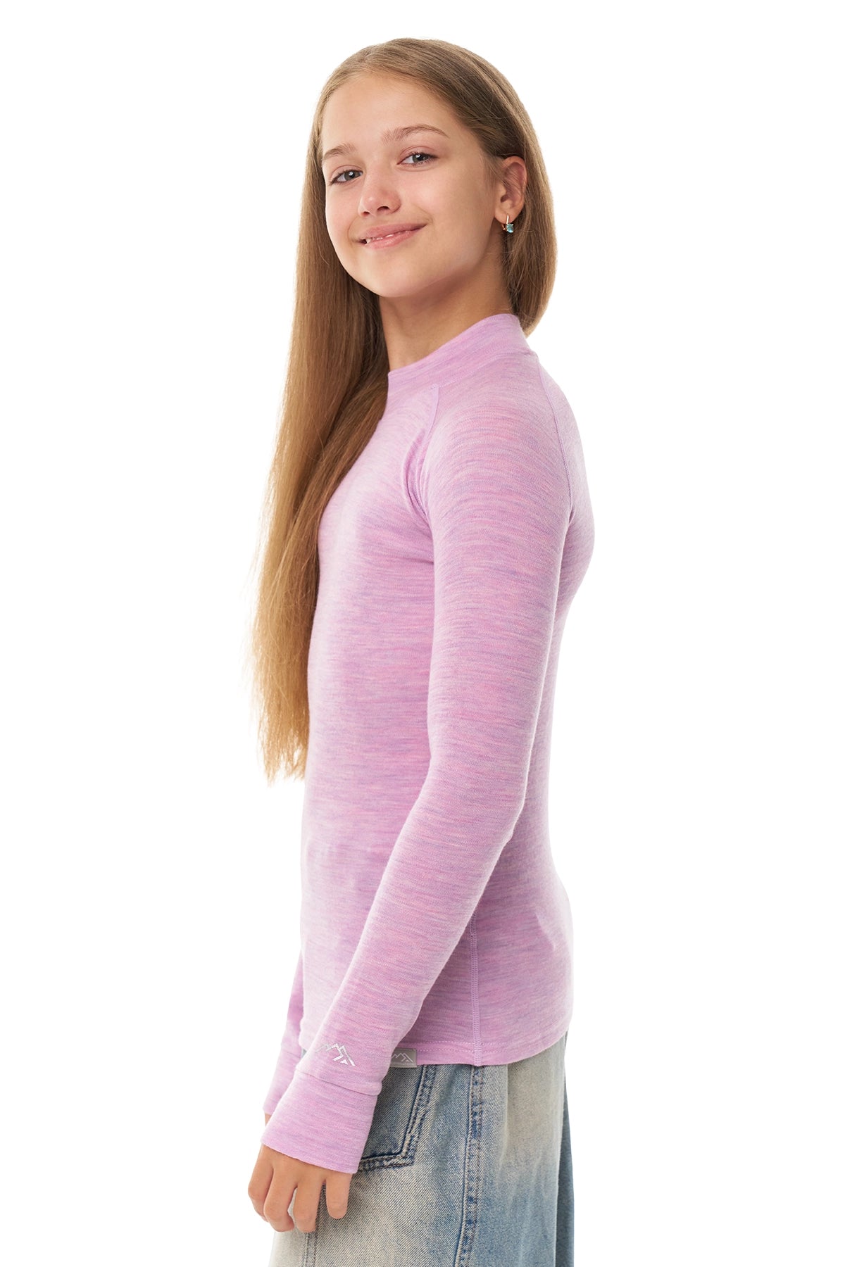 Kids' Merino Turtleneck Long Sleeve 250 Heather Lilac — view 2