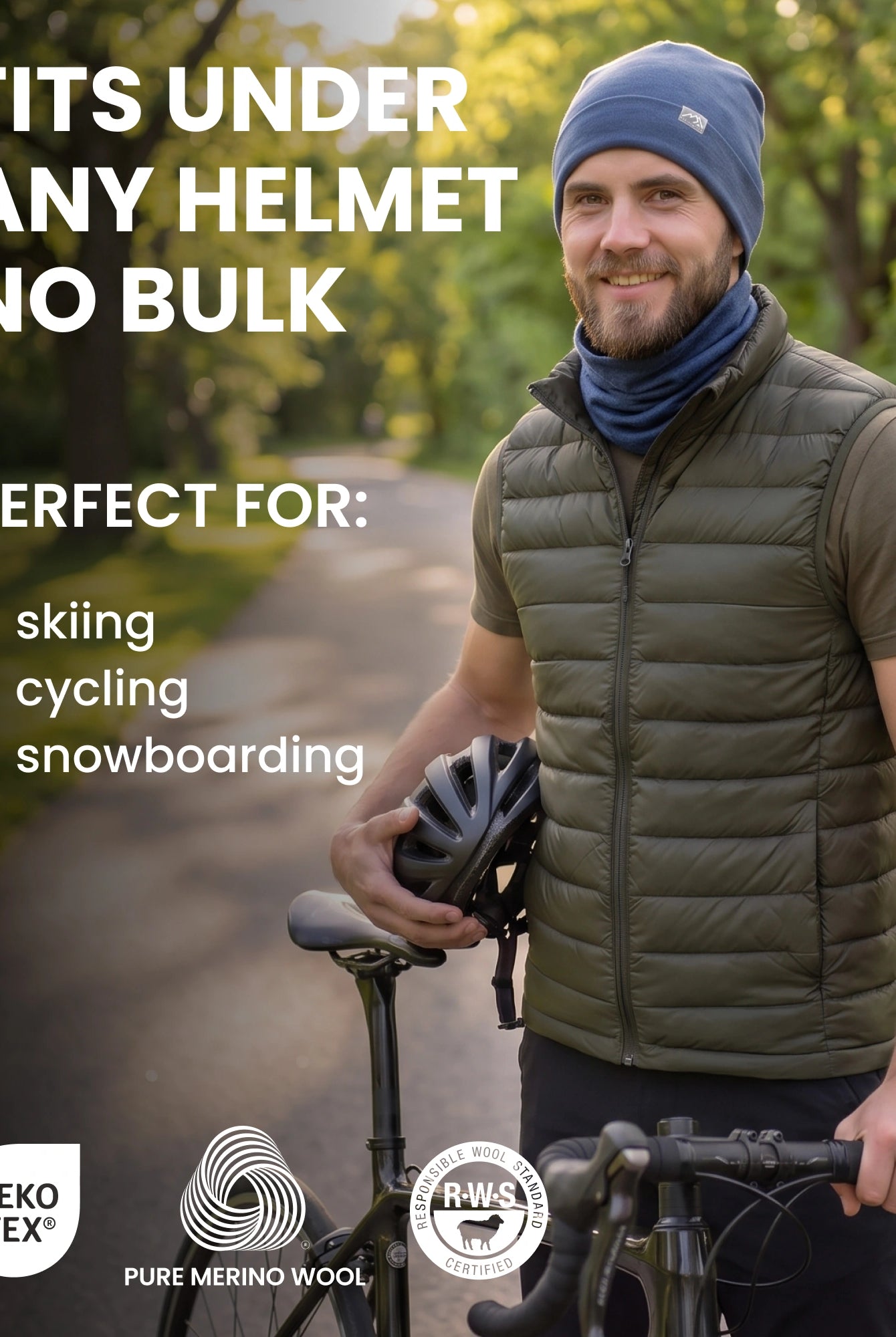 Adult merino beanie and gaiter — lifestyle