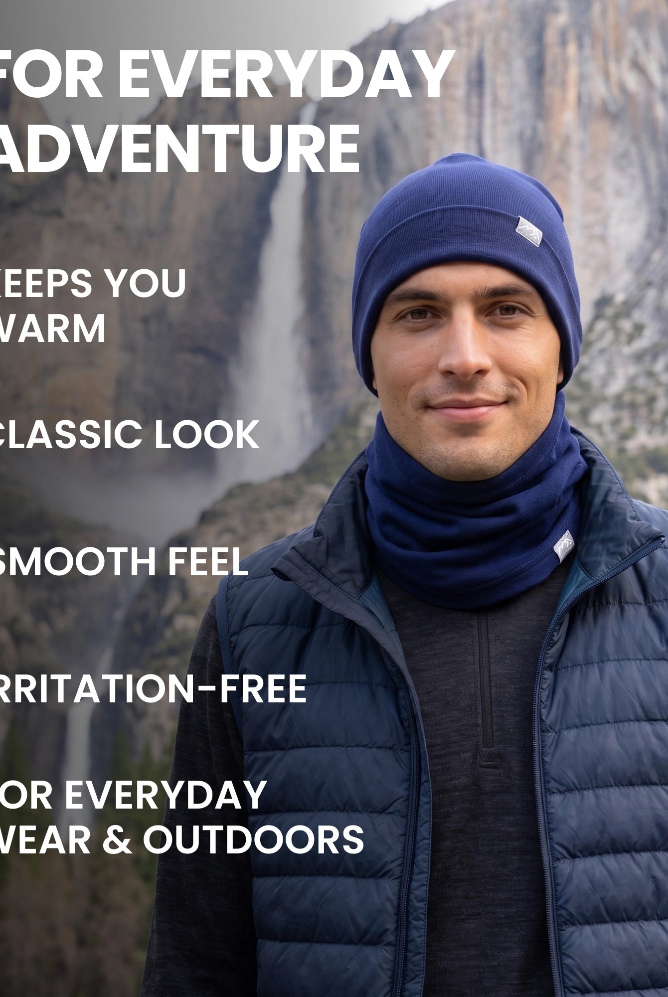 Adult merino beanie and gaiter — lifestyle