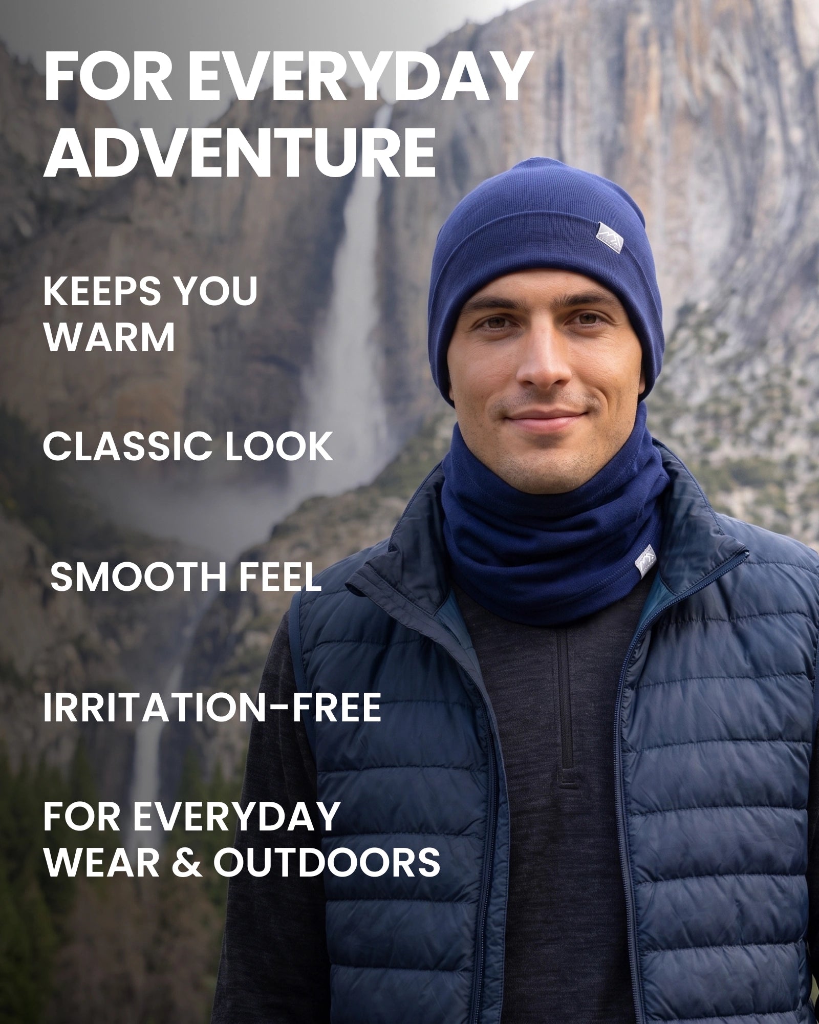 Adult merino beanie and gaiter — lifestyle