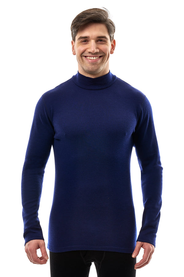 Men's Merino Turtleneck Long Sleeve 260 Navy Low Neck