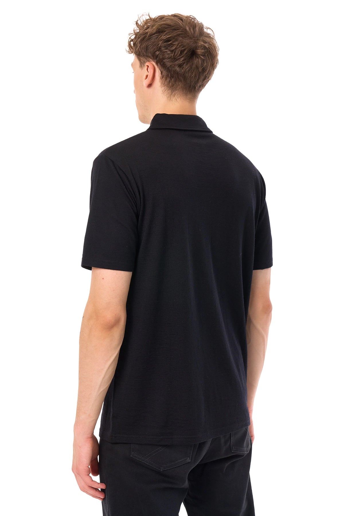 Men's Merino Half Zip Polo Black — view 2