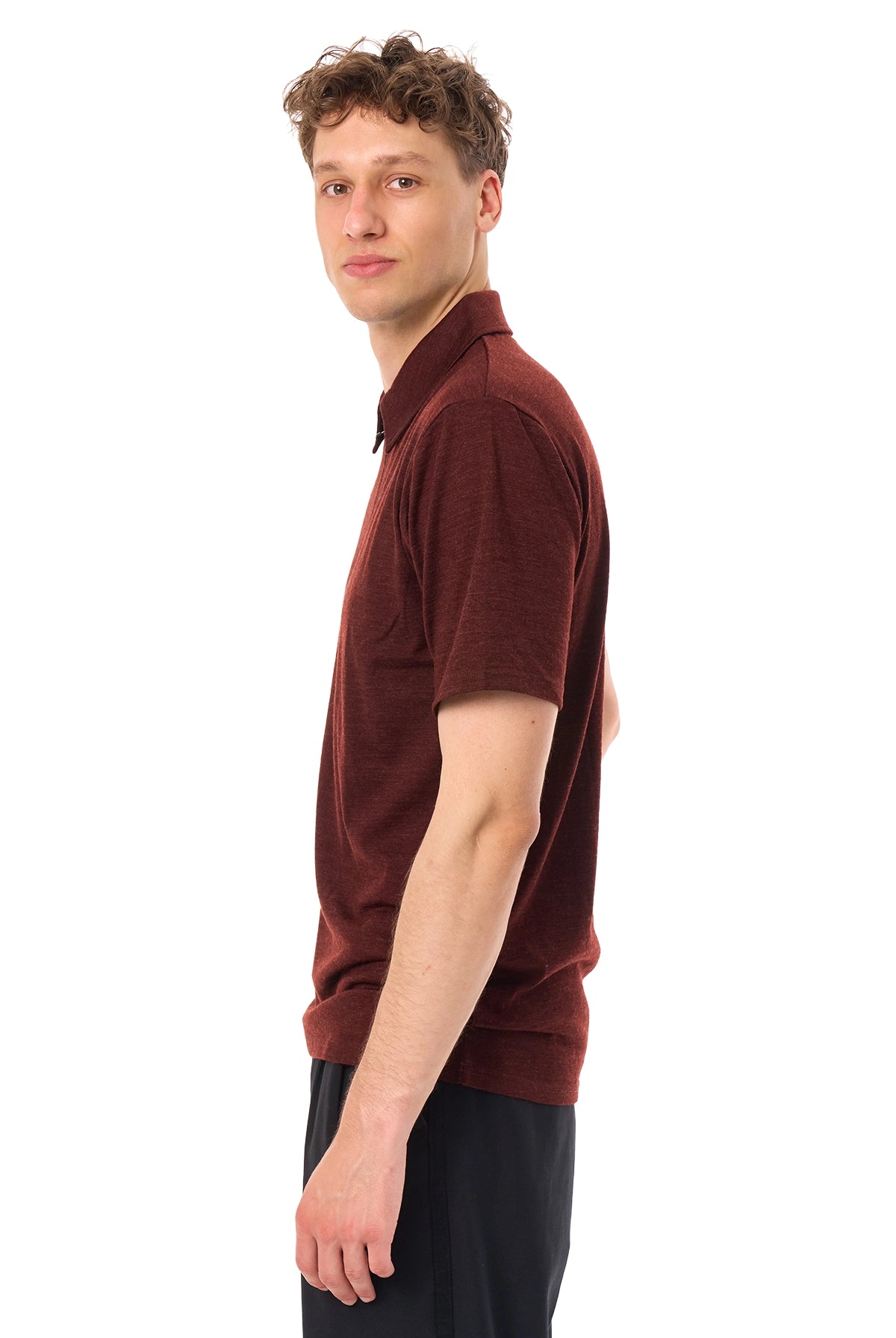 Men's Merino Half Zip Polo Bordo — view 4