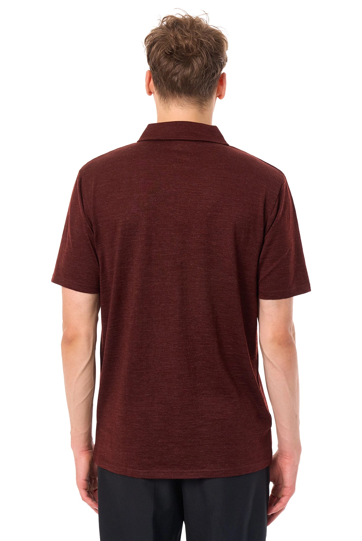 Men's Merino Half Zip Polo Bordo — view 2