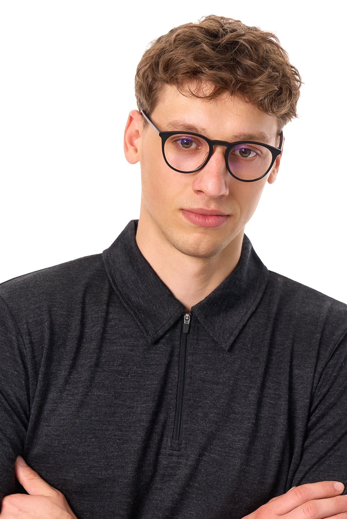Men's Merino Half Zip Polo Charcoal Grey — view 6
