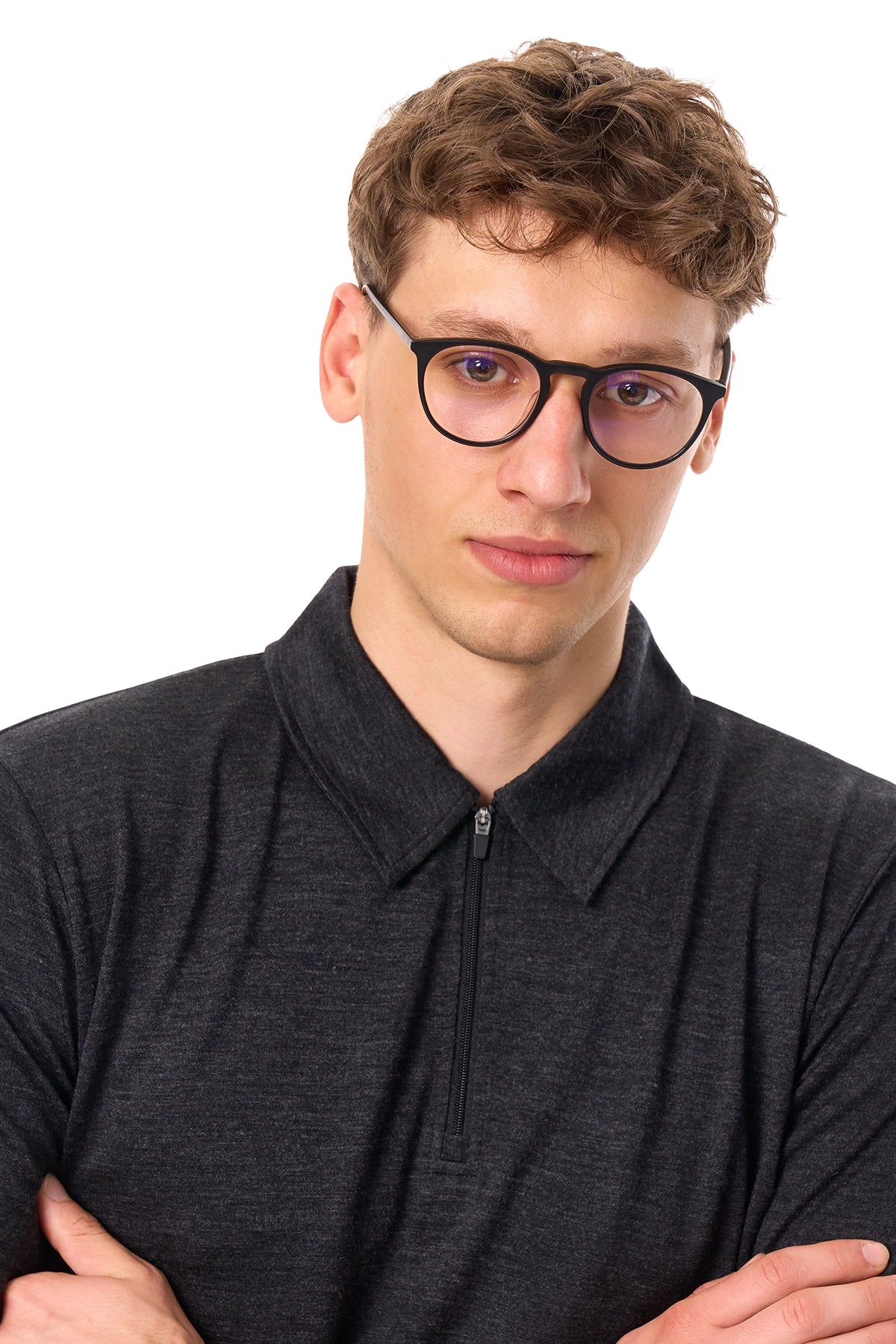 Men's Merino Half Zip Polo Charcoal Grey — view 6