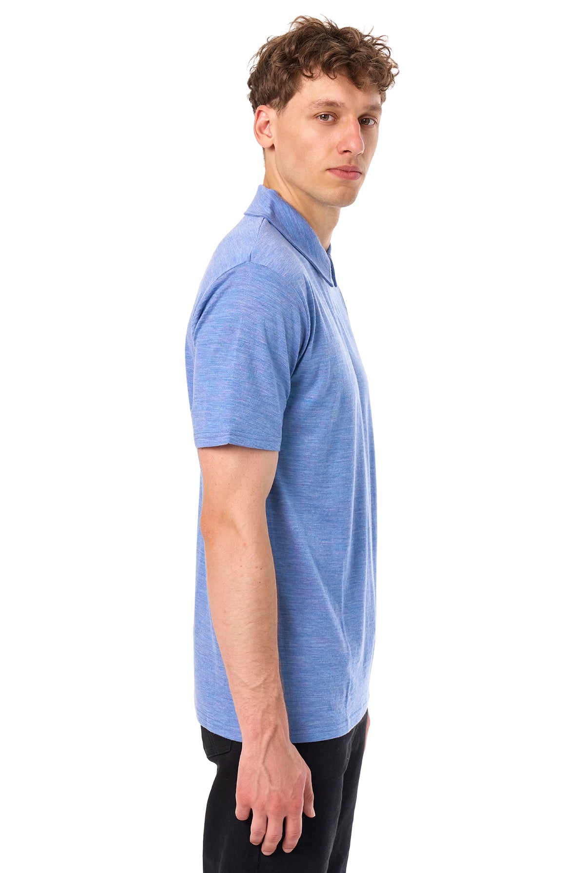 Men's Merino Half Zip Polo Deep Blue — view 5