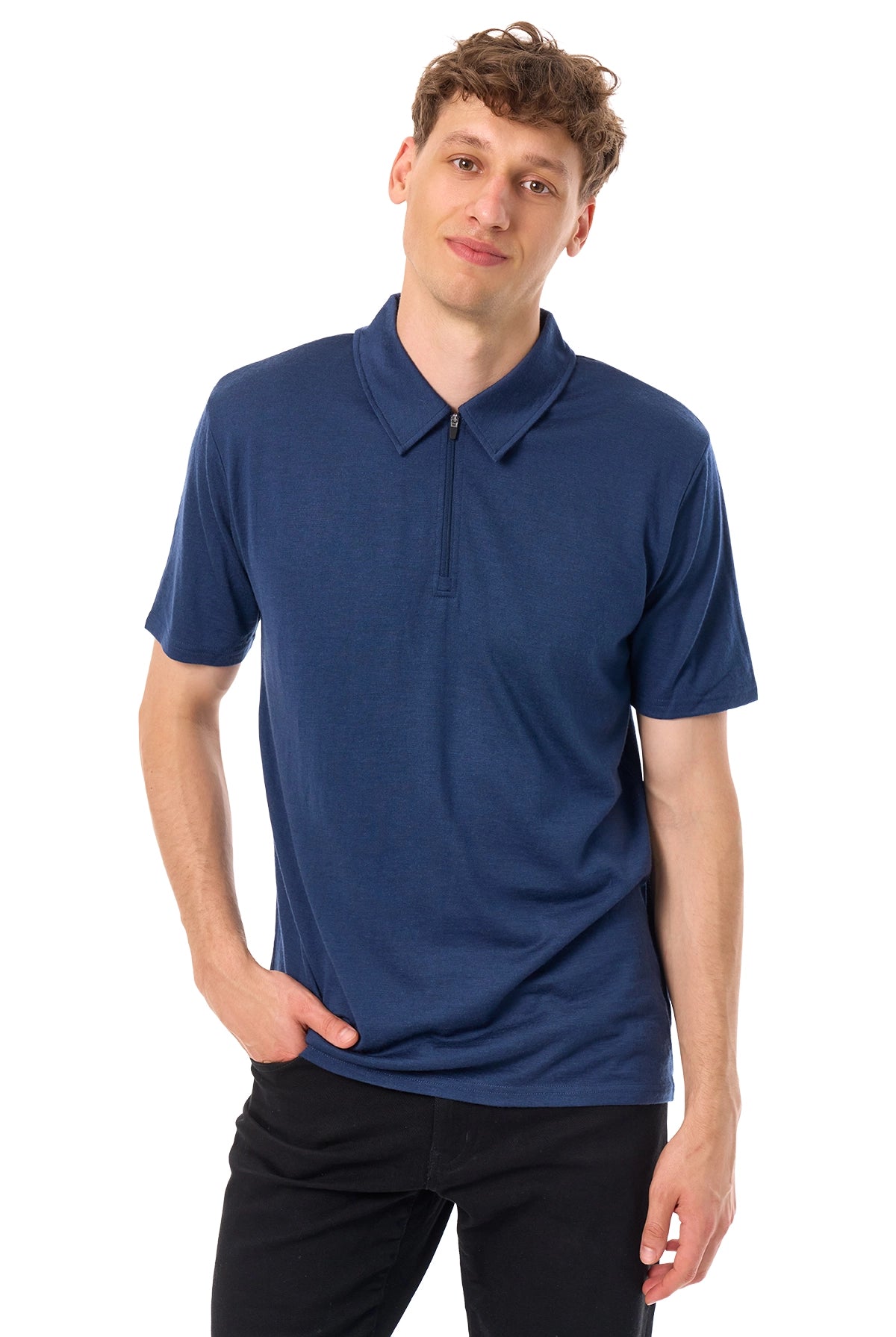 Men's Merino Half Zip Polo Navy