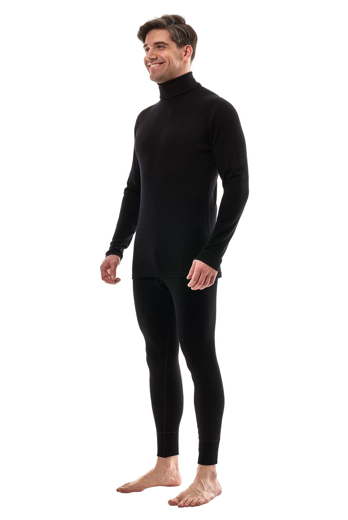 Men's Merino Turtleneck Thermal Set 250 Black High Neck — view 3