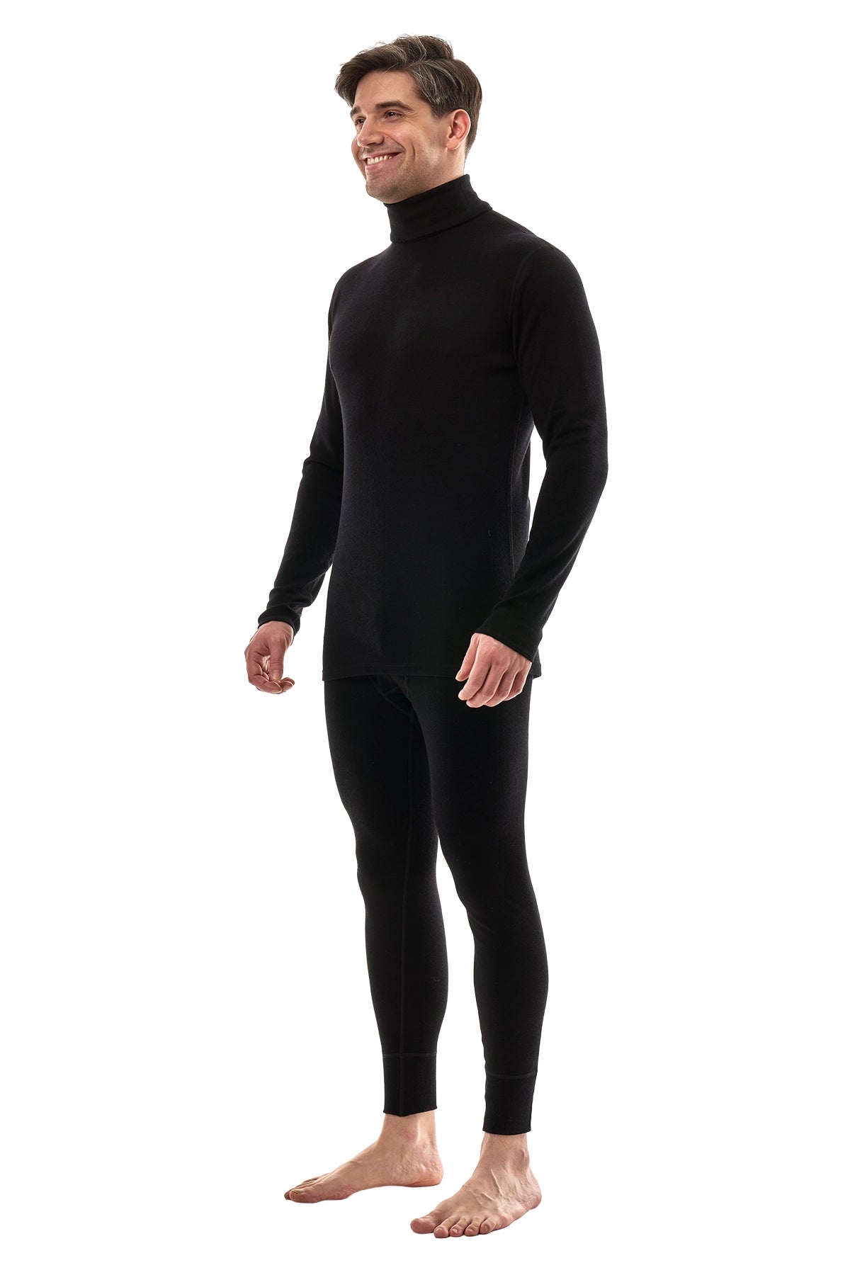 Men's Merino Turtleneck Thermal Set 250 Black High Neck — view 3