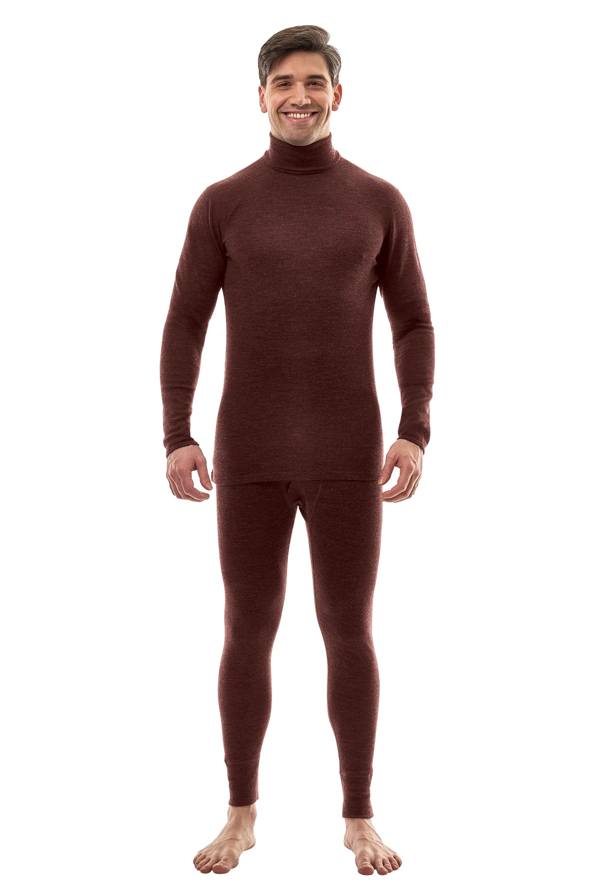 Men's Merino Turtleneck Thermal Set 250 Bordo High Neck