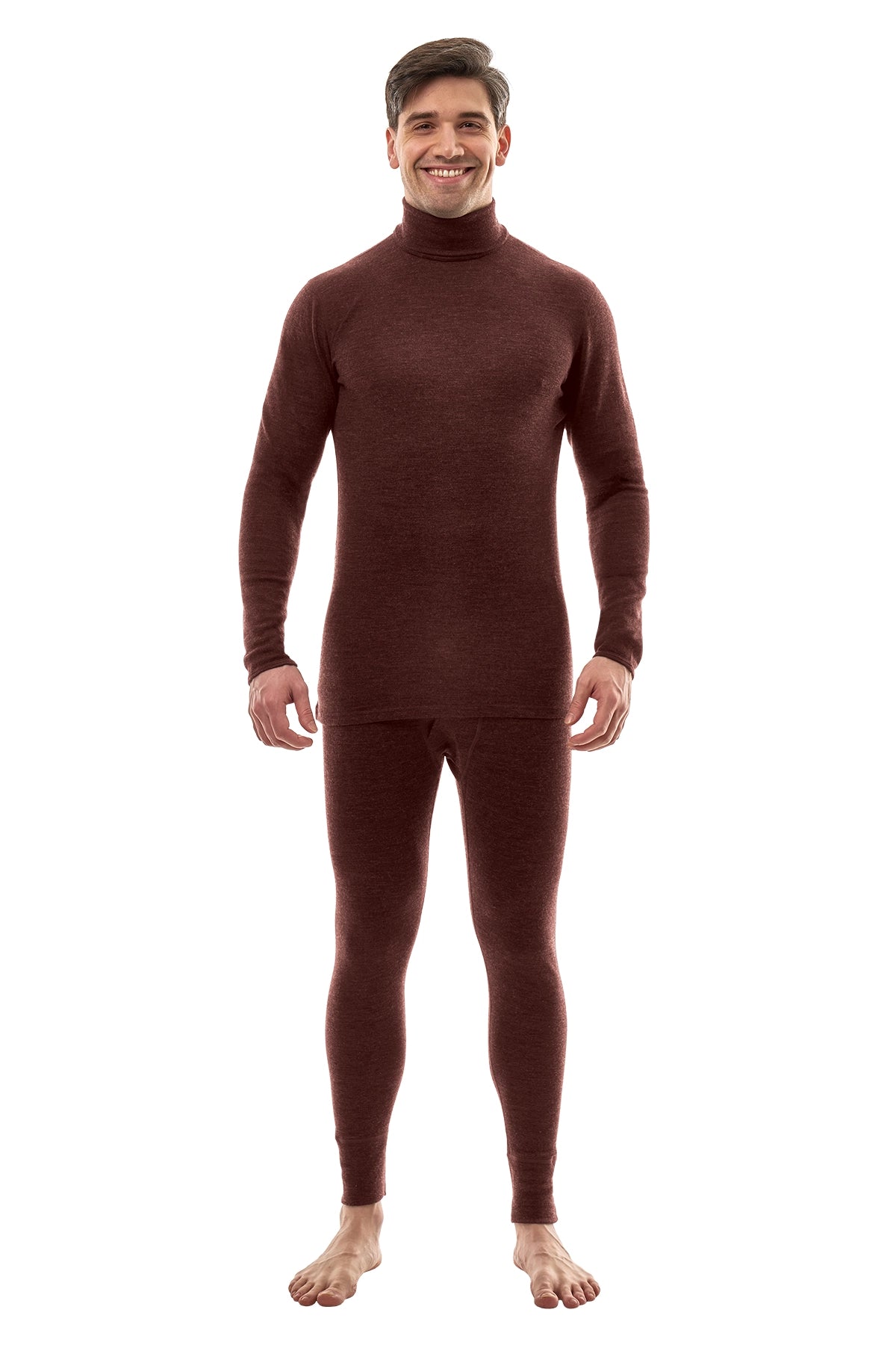 Men's Merino Turtleneck Thermal Set 250 Bordo High Neck