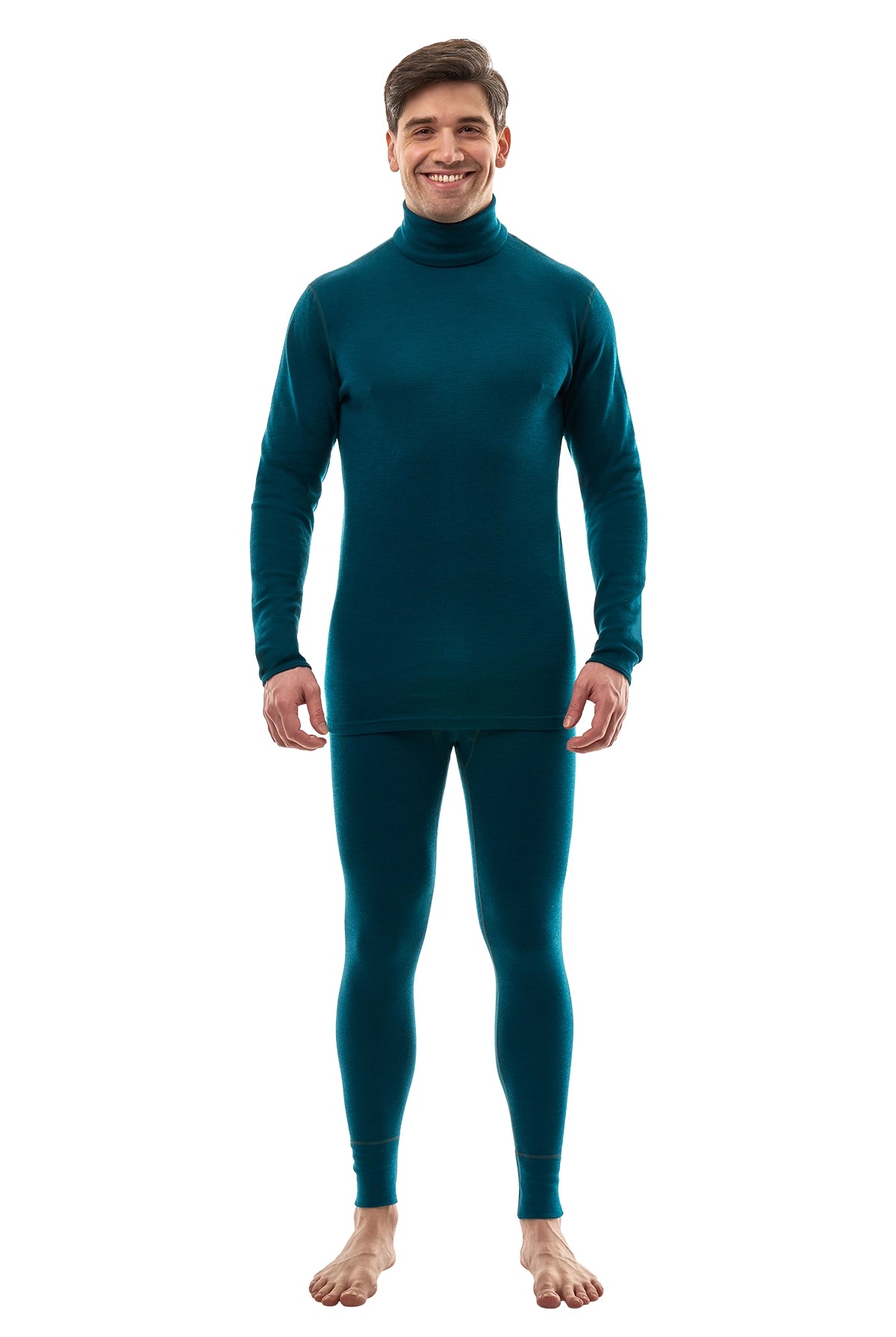 Men's Merino Turtleneck Thermal Set 250 Deep Teal High Neck