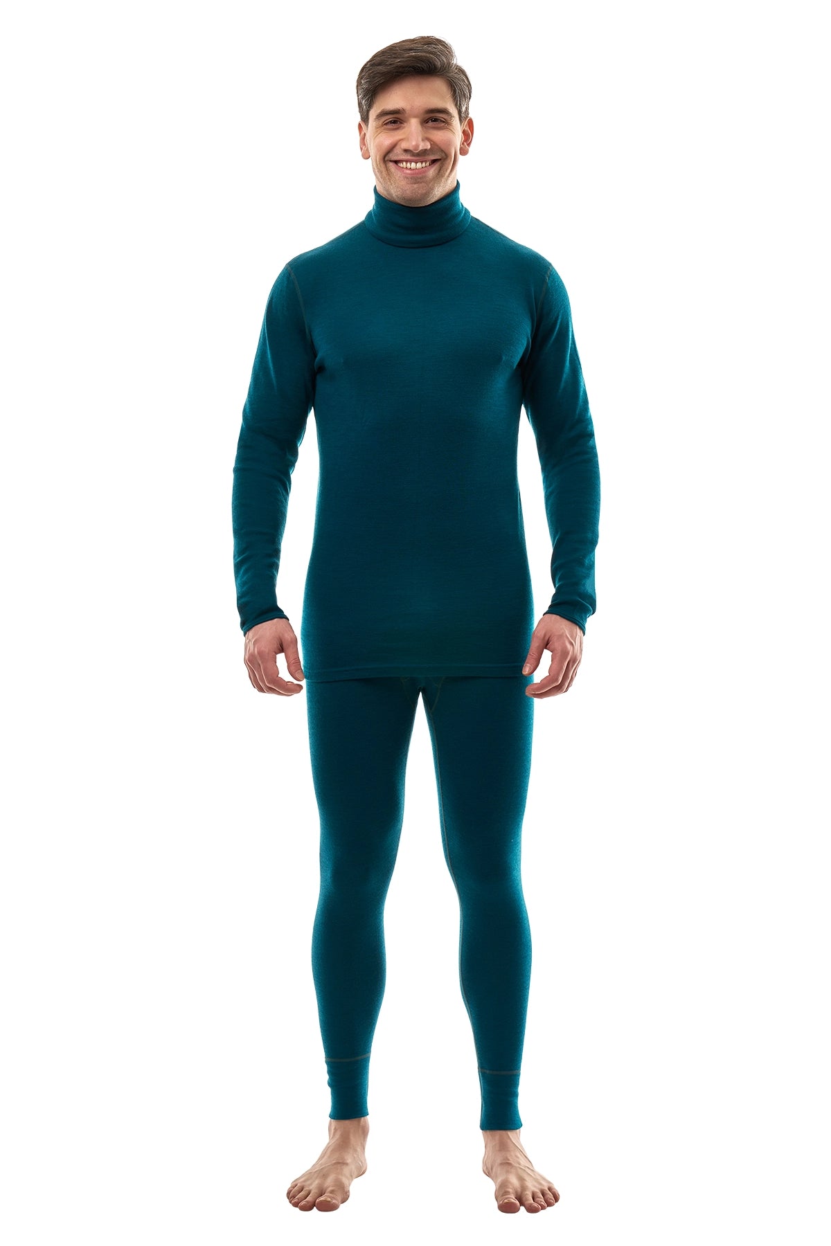 Men's Merino Turtleneck Thermal Set 250 Deep Teal High Neck