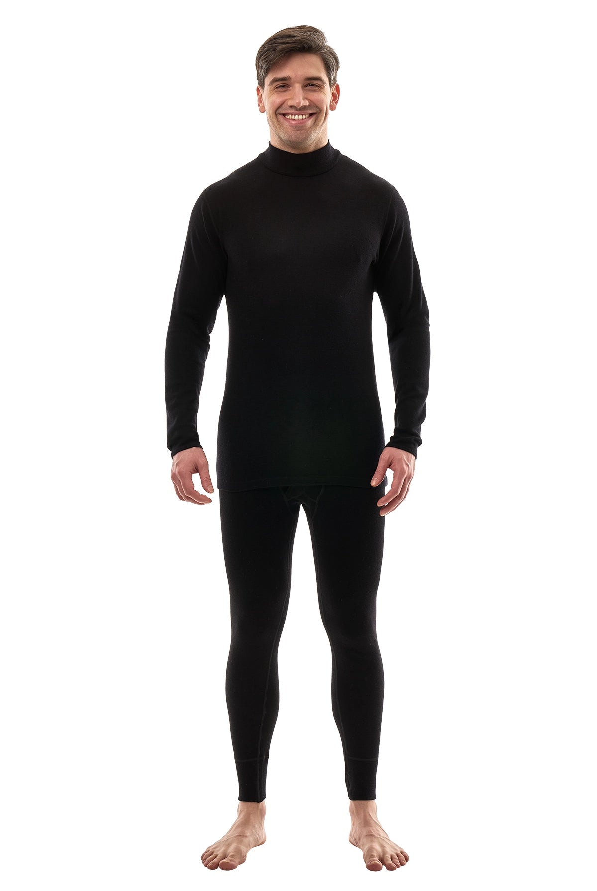 Men's Merino Turtleneck Thermal Set 250 Black Low Neck