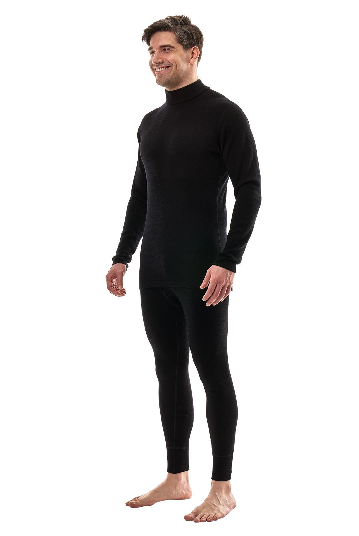 Men's Merino Turtleneck Thermal Set 250 Black Low Neck — view 3