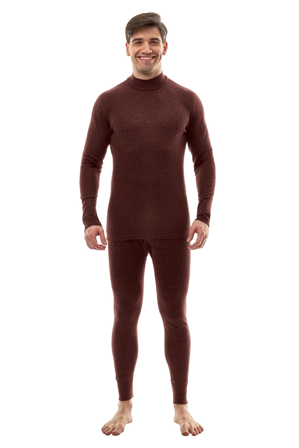 Men's Merino Turtleneck Thermal Set 250 Bordo Low Neck