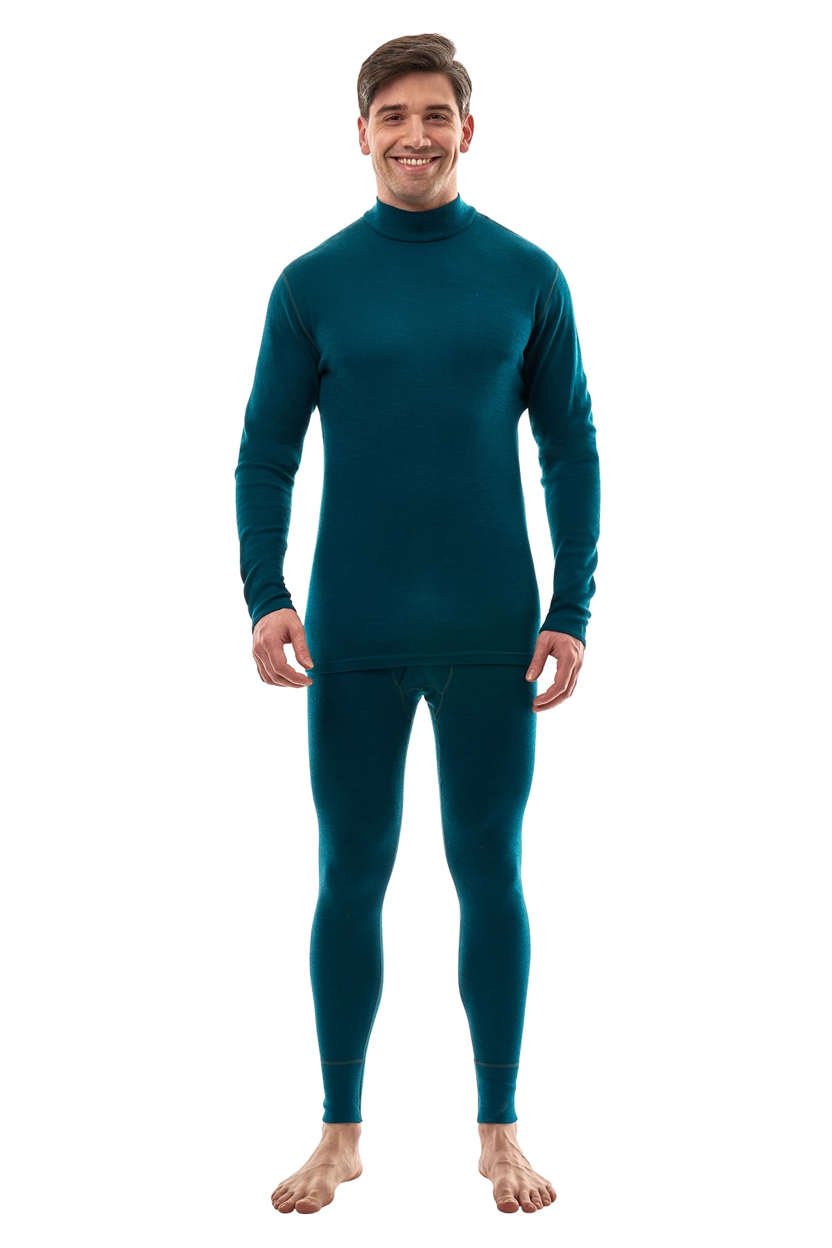 Men's Merino Turtleneck Thermal Set 250 Deep Teal Low Neck