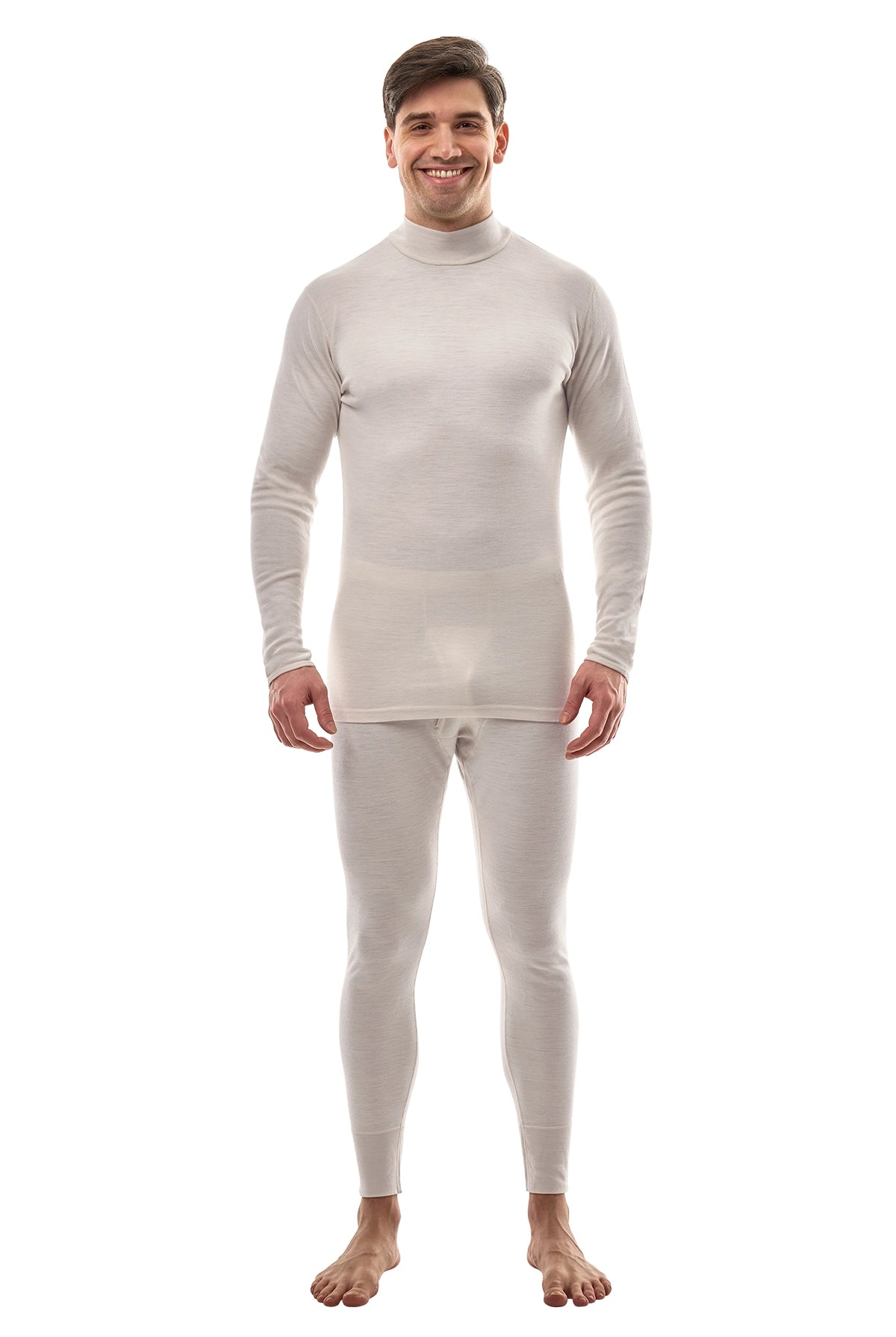 Men's Merino Turtleneck Thermal Set 250 Light Grey Low Neck