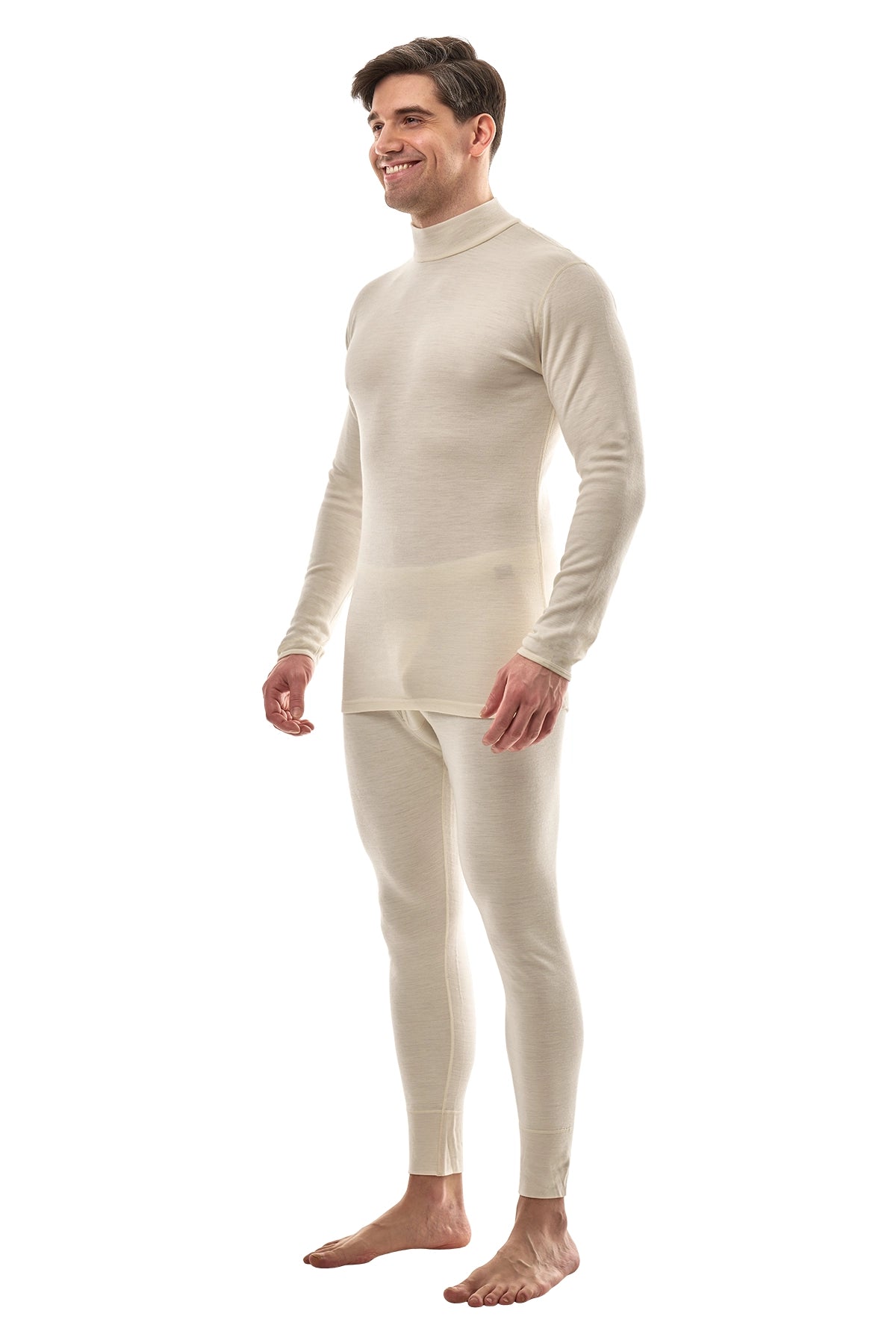 Men's Merino Turtleneck Thermal Set 250 Natural White Low Neck — view 3