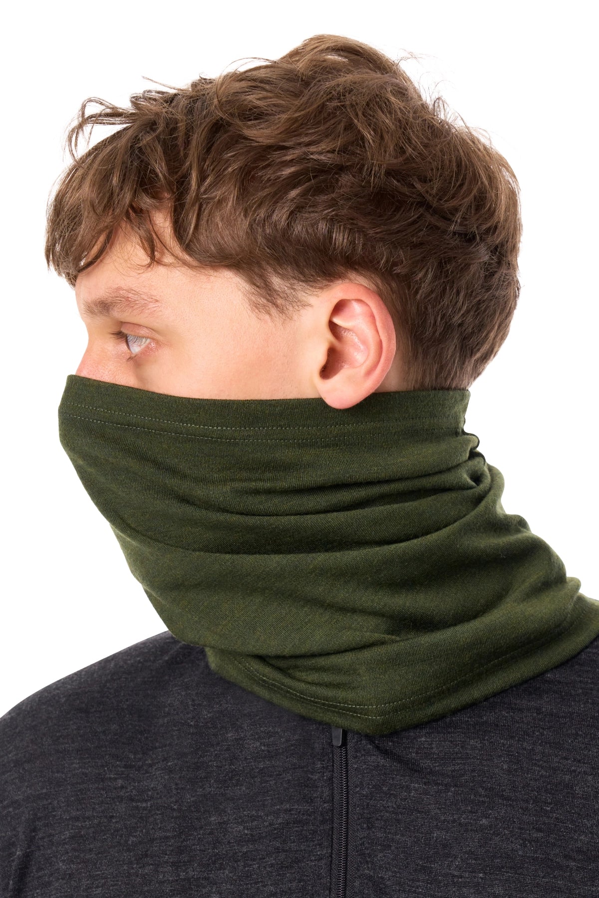 Merino Neck Gaiter 230 Army Green — view 2