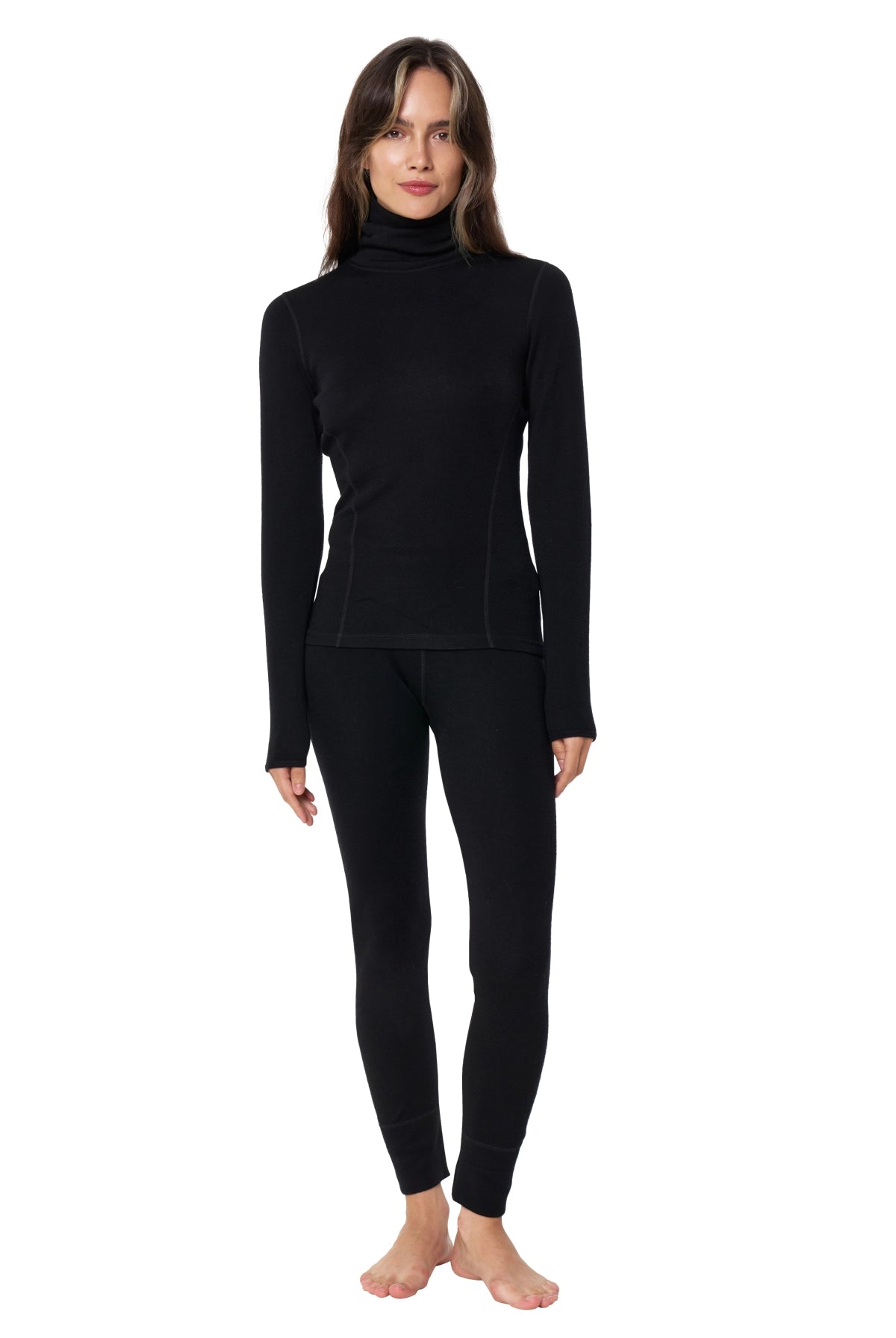 Women's Merino Turtleneck Thermal Set 250 Black High Neck