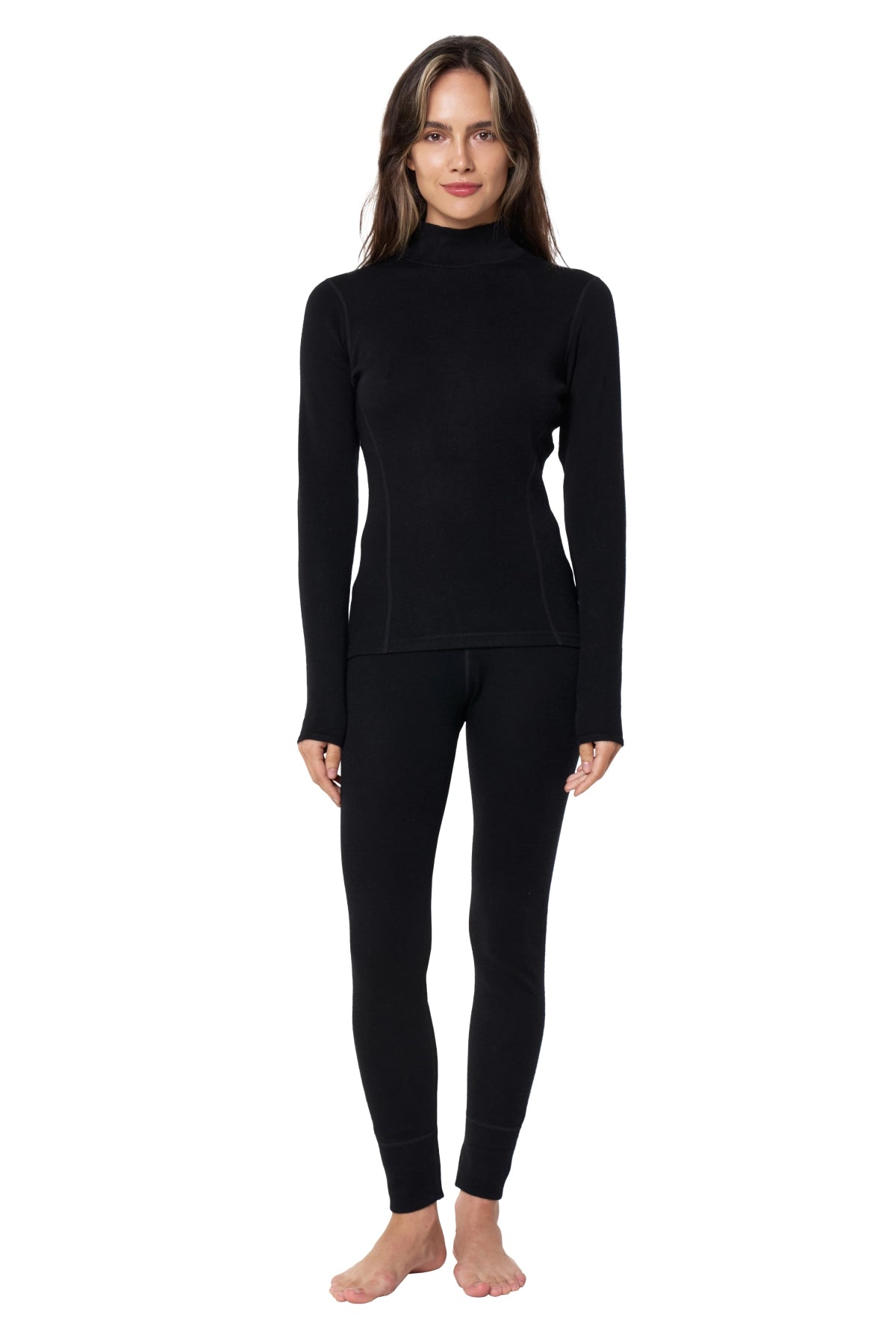 Women's Merino Turtleneck Thermal Set 250 Black Low Neck