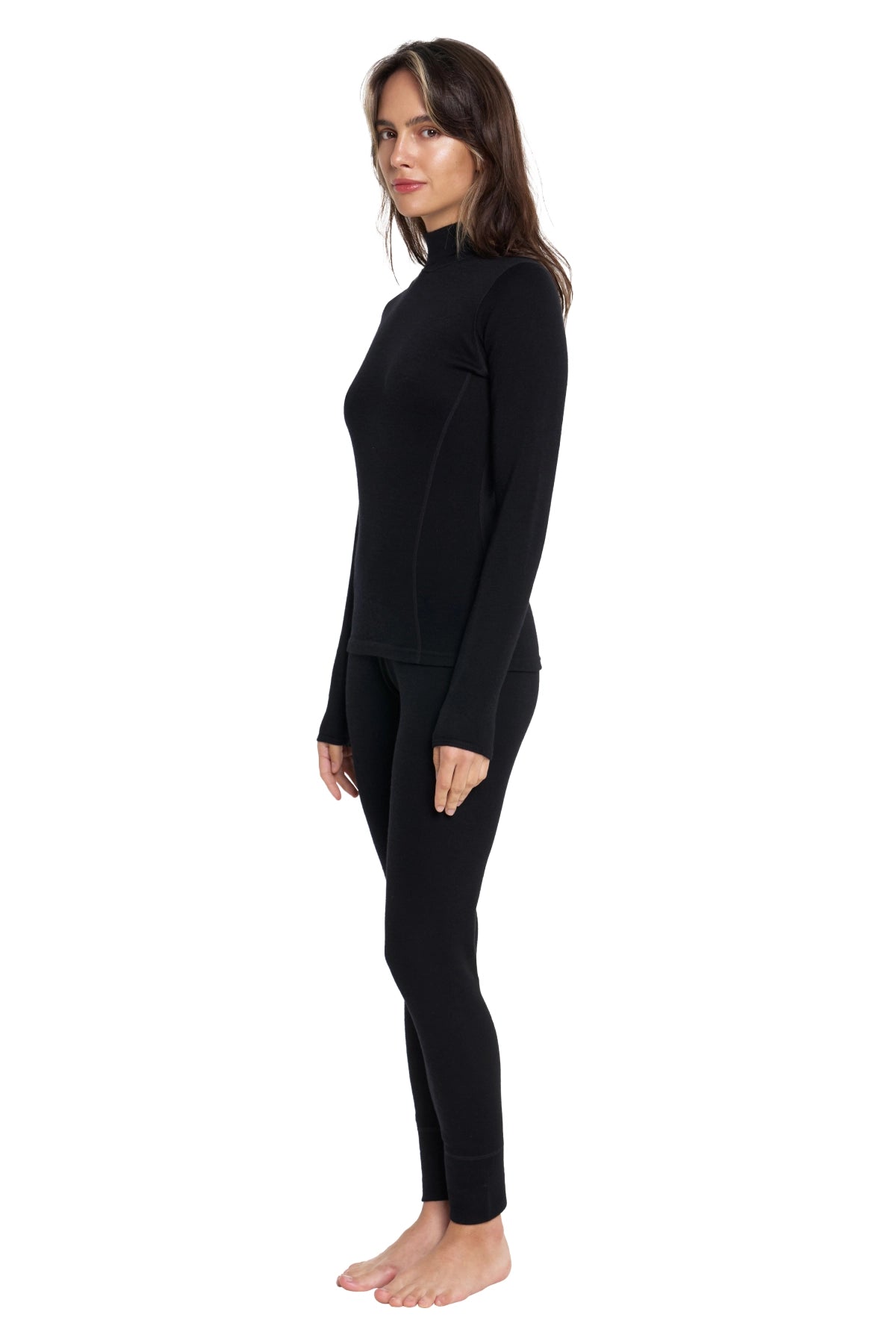 Women's Merino Turtleneck Thermal Set 250 Black Low Neck — view 3
