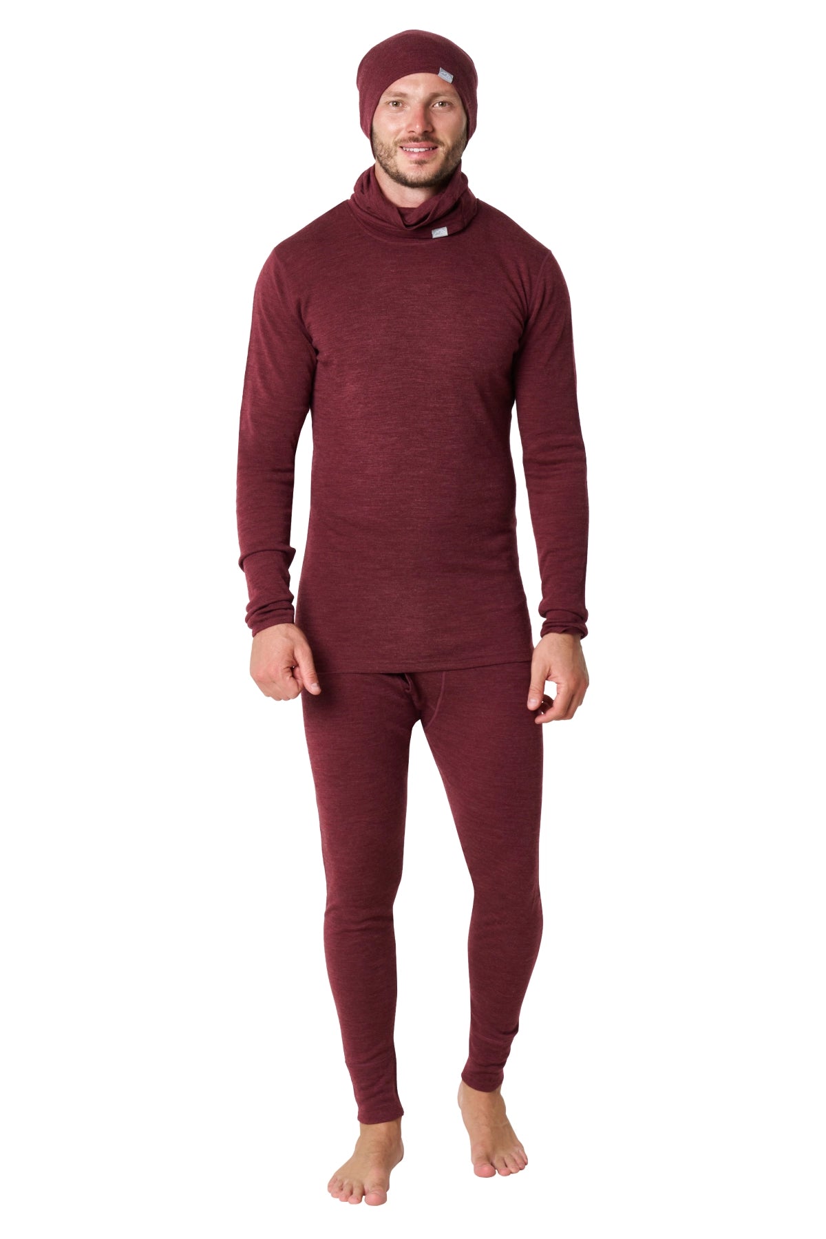 Men's Burgundy Merino Wool Set 250 + Beanie & Gaiter