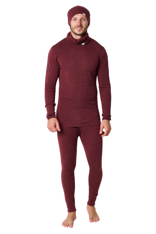 Men's Burgundy Merino Wool Set 250 + Beanie & Gaiter
