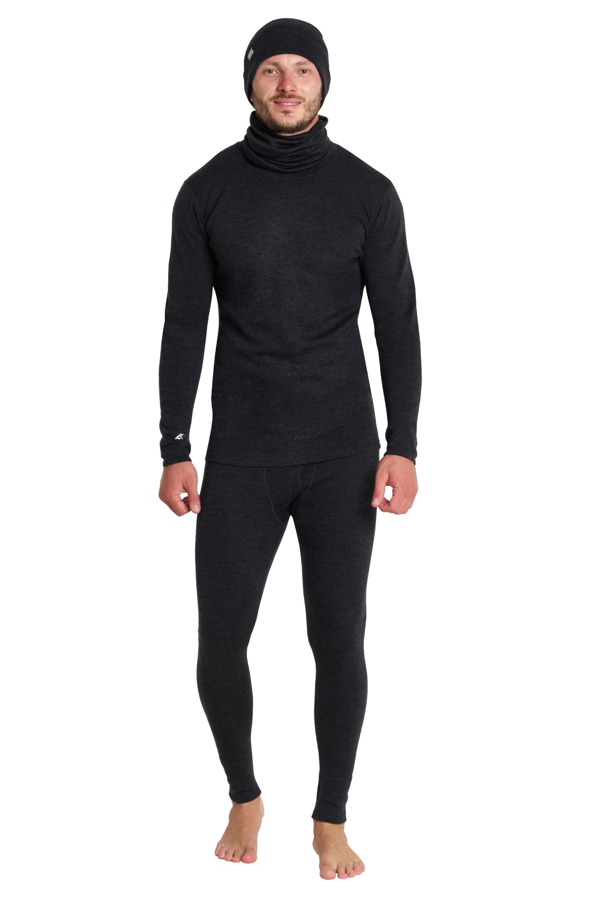 Men's Charcoal Grey Merino Wool Set 250 + Beanie & Gaiter