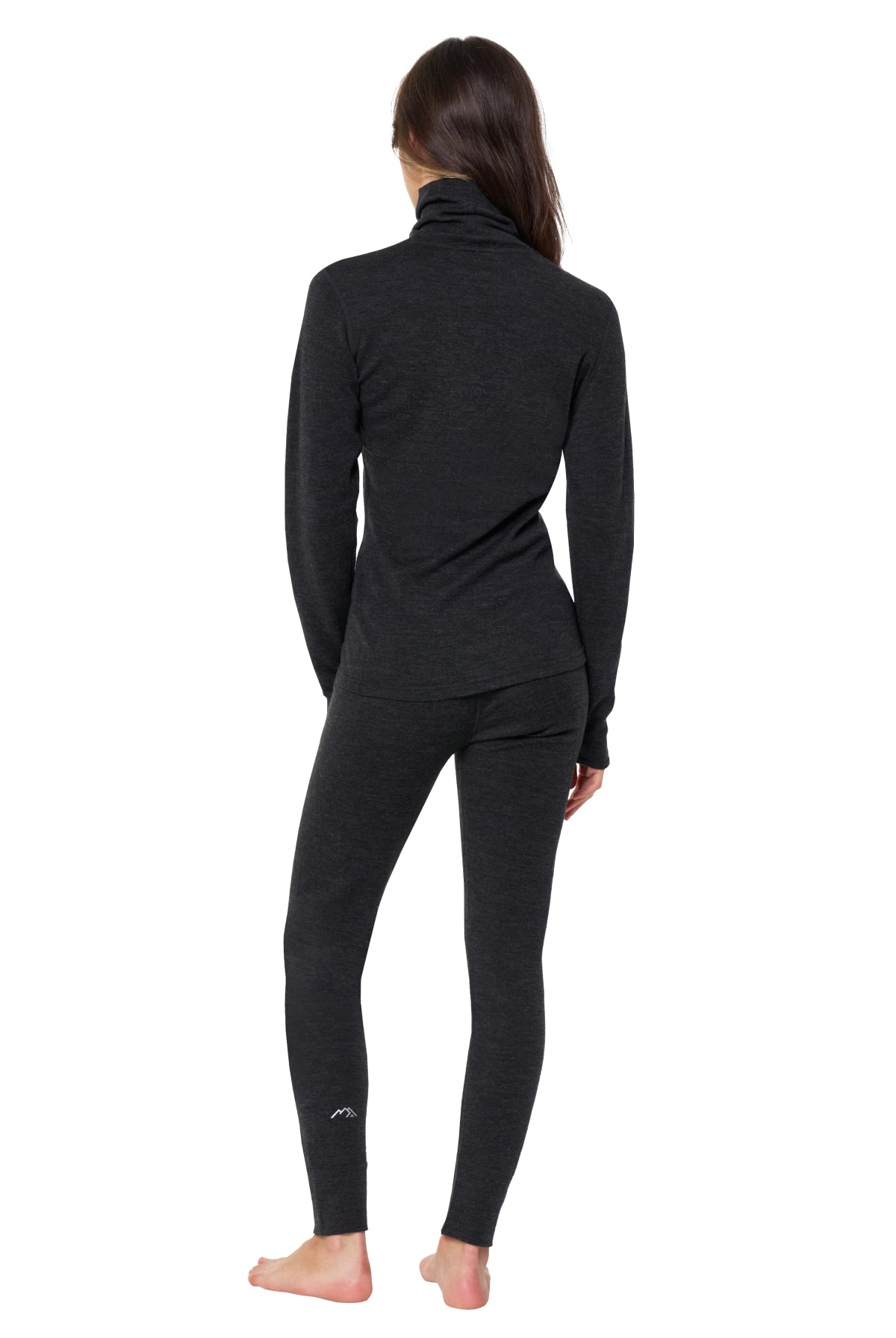 Women's Merino Turtleneck Thermal Set 250 Charcoal Grey High Neck — view 2