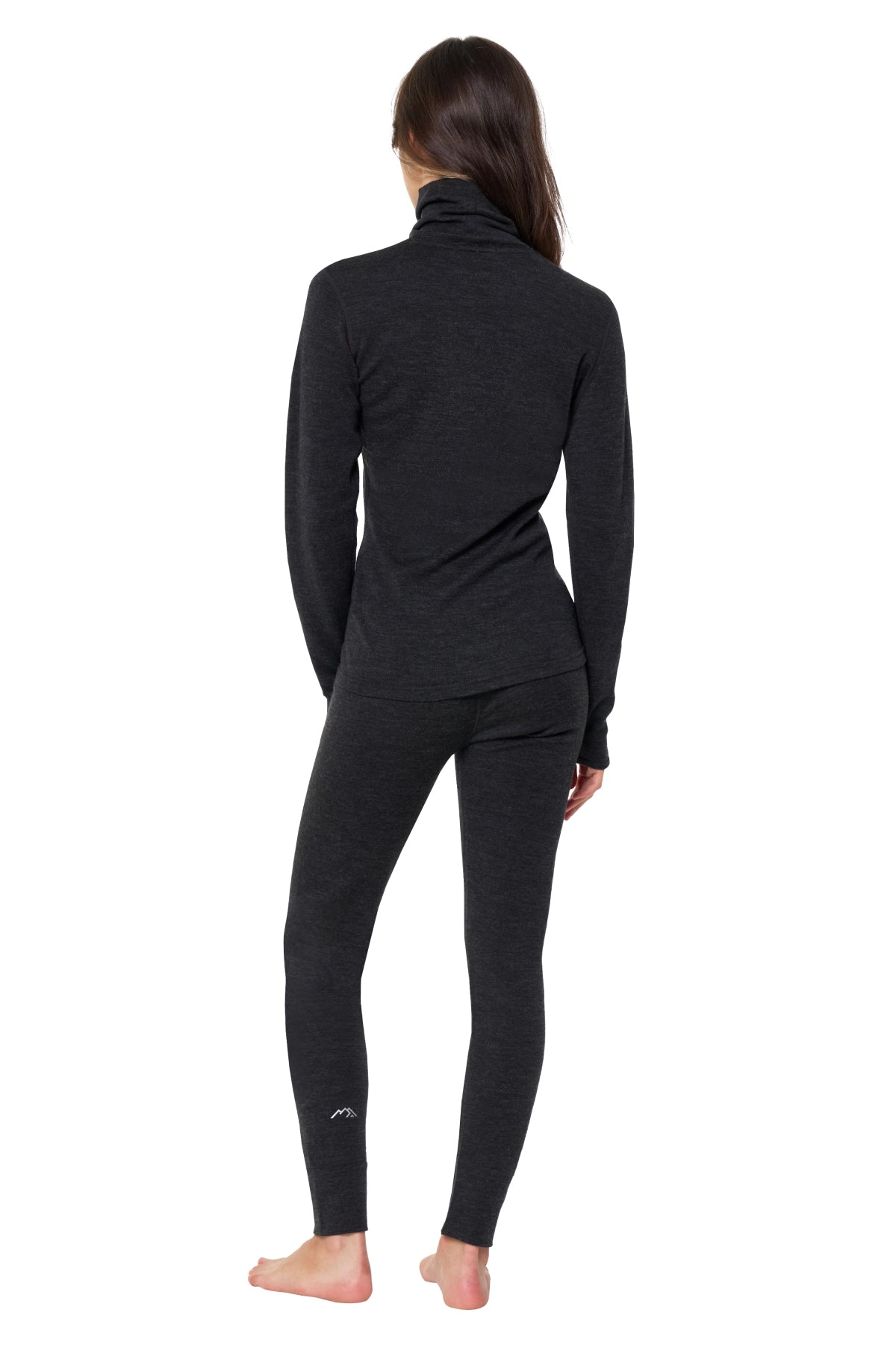 Women's Merino Turtleneck Thermal Set 250 Charcoal Grey High Neck — view 2