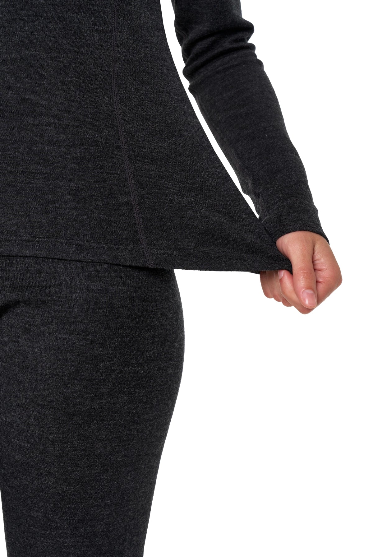 Women's Merino Turtleneck Thermal Set 250 Charcoal Grey High Neck — view 5