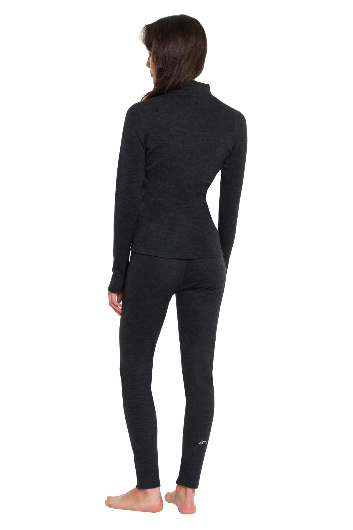 Women's Merino Turtleneck Thermal Set 250 Charcoal Grey Low Neck — view 2