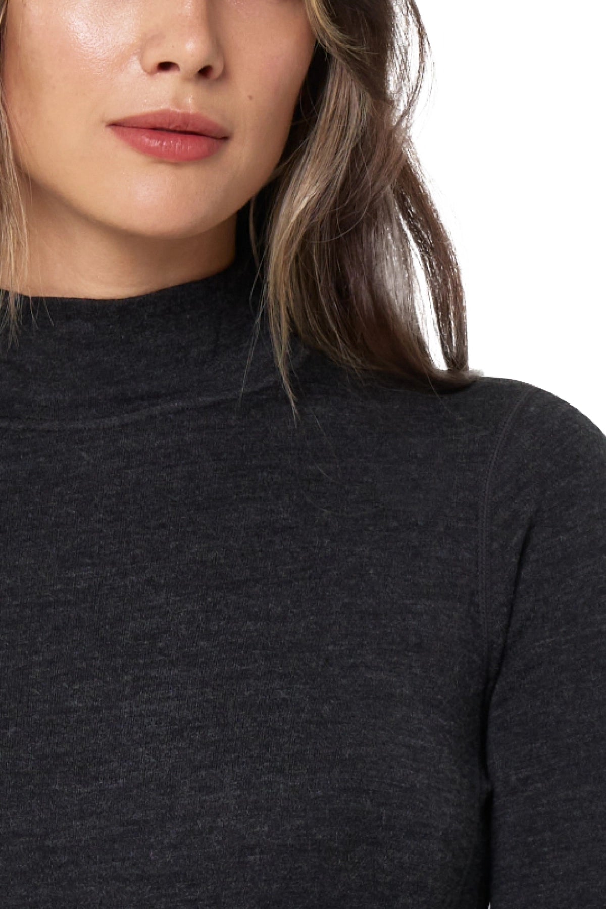 Women's Merino Turtleneck Thermal Set 250 Charcoal Grey Low Neck — view 4