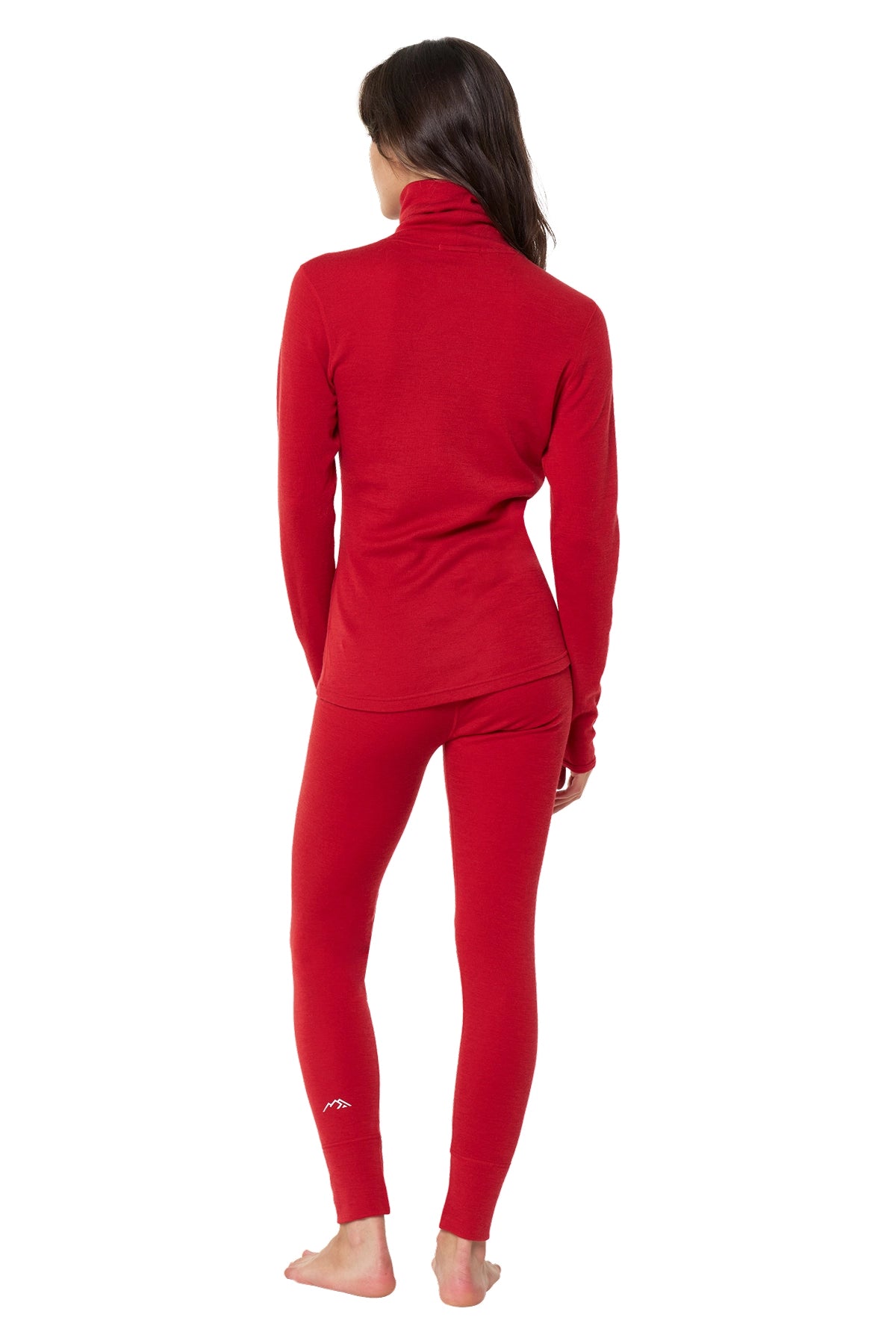Women's Merino Turtleneck Thermal Set 250 Cherry Red High Neck — view 2