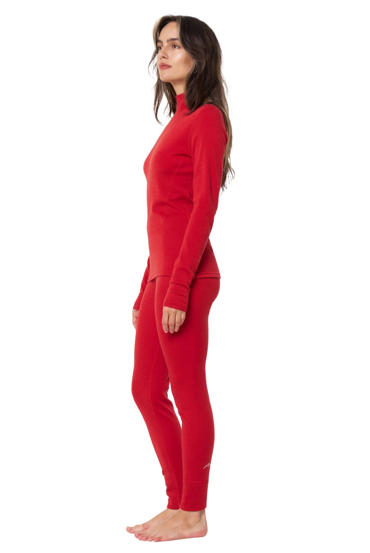 Women's Merino Turtleneck Thermal Set 250 Cherry Red Low Neck — view 3
