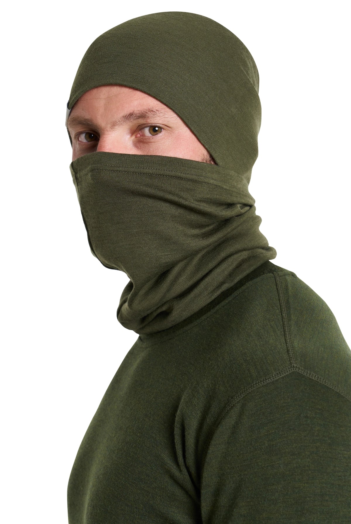 Men's Dark Olive Merino Wool Set 250 + Beanie & Gaiter — view 4