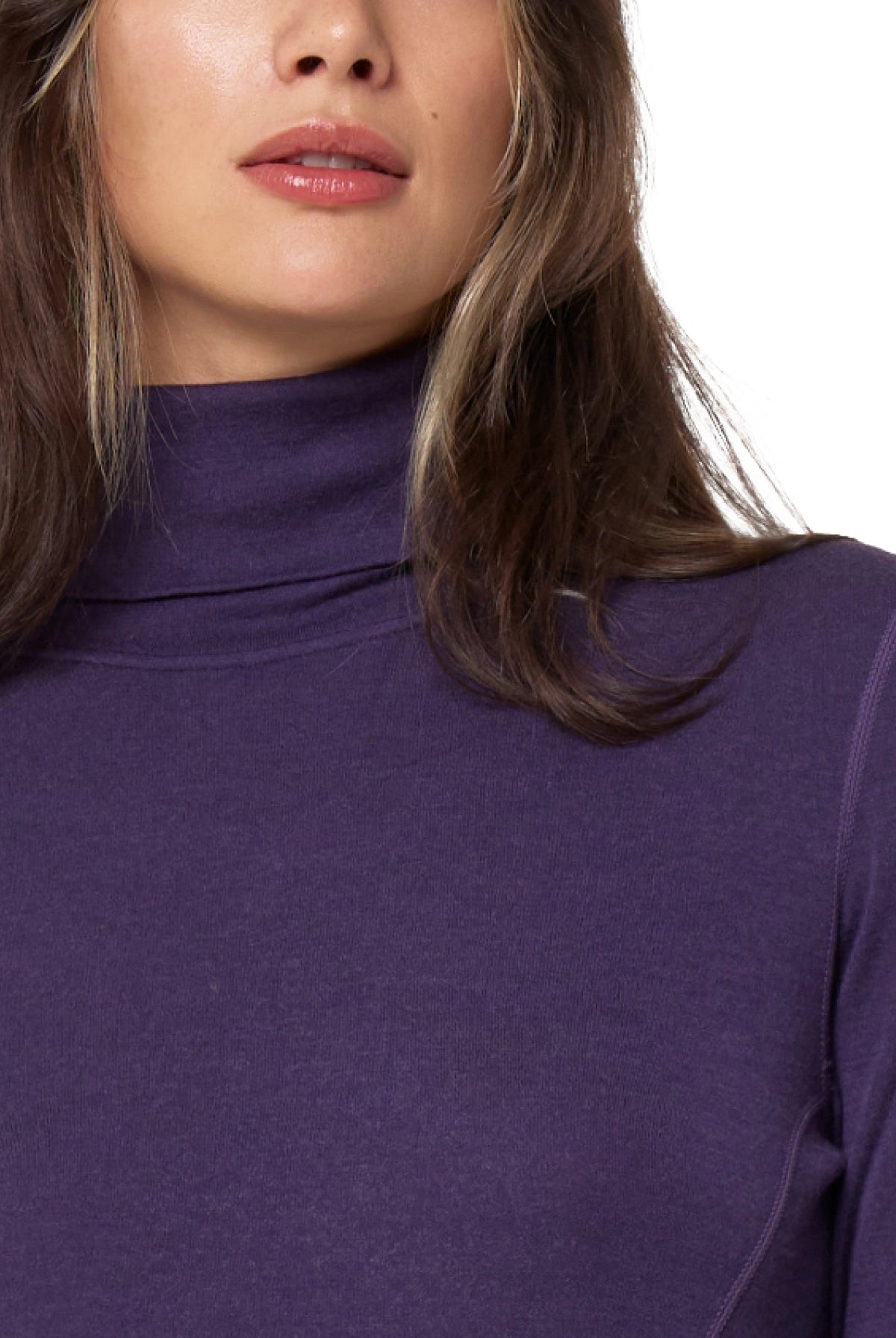 Women's Merino Turtleneck Thermal Set 250 Dark Purple High Neck — view 4
