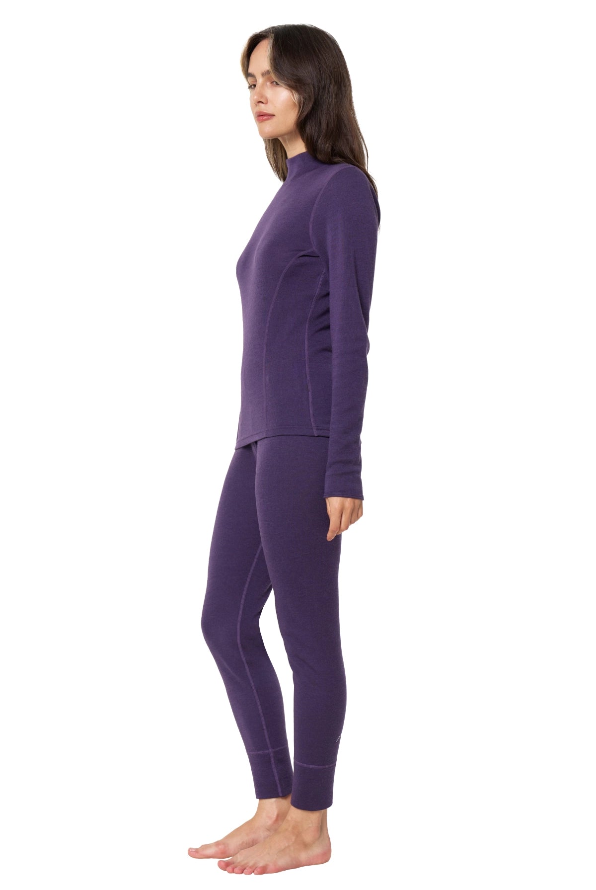 Women's Merino Turtleneck Thermal Set 250 Dark Purple Low Neck — view 3