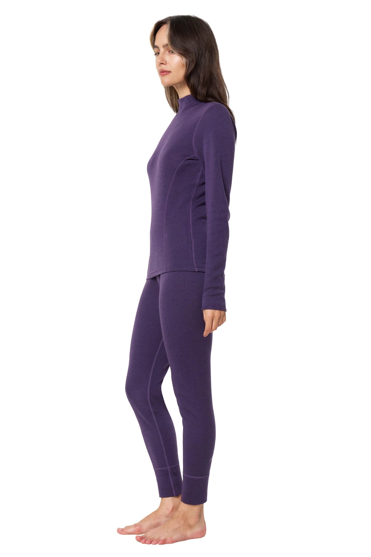 Women's Merino Turtleneck Thermal Set 250 Dark Purple Low Neck — view 3