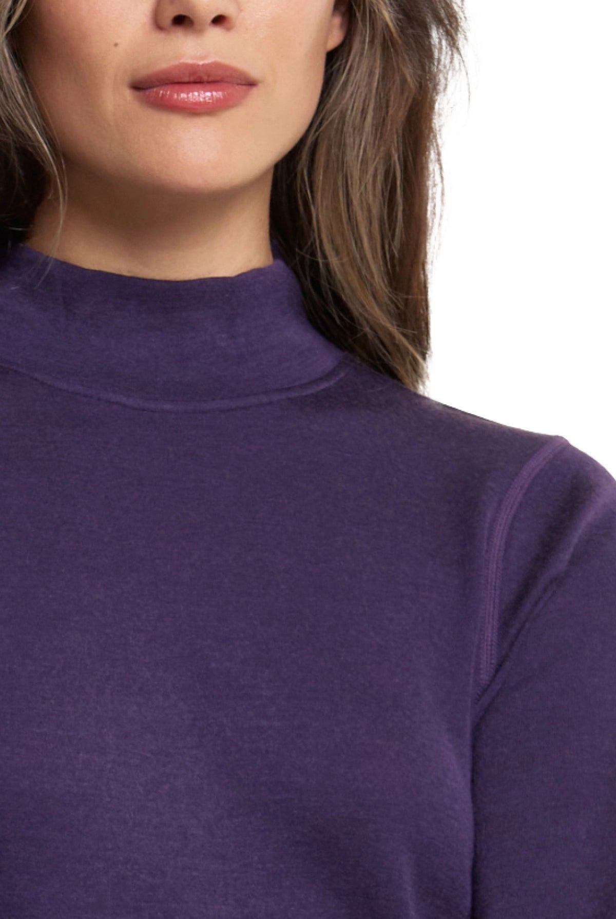 Women's Merino Turtleneck Thermal Set 250 Dark Purple Low Neck — view 4