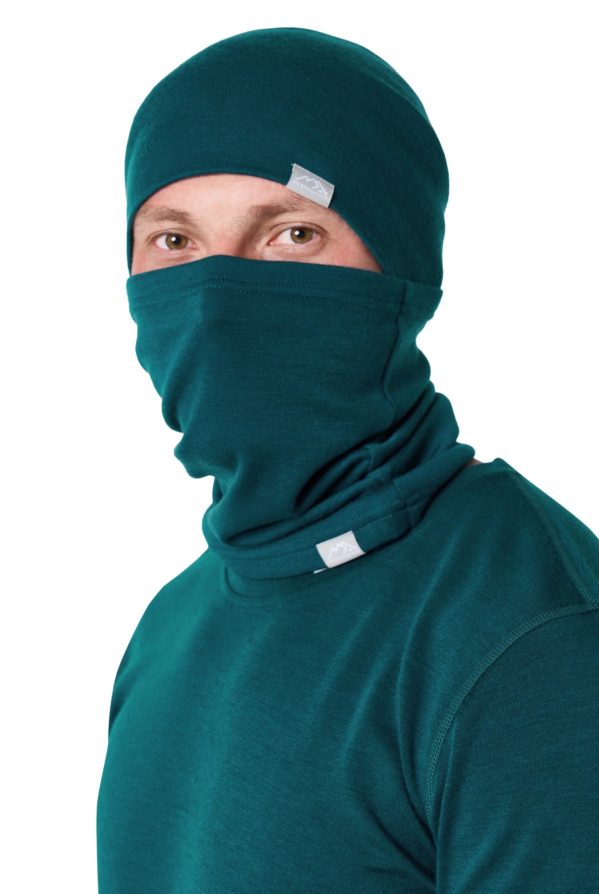 Men's Deep Teal Merino Wool Set 250 + Beanie & Gaiter — view 4