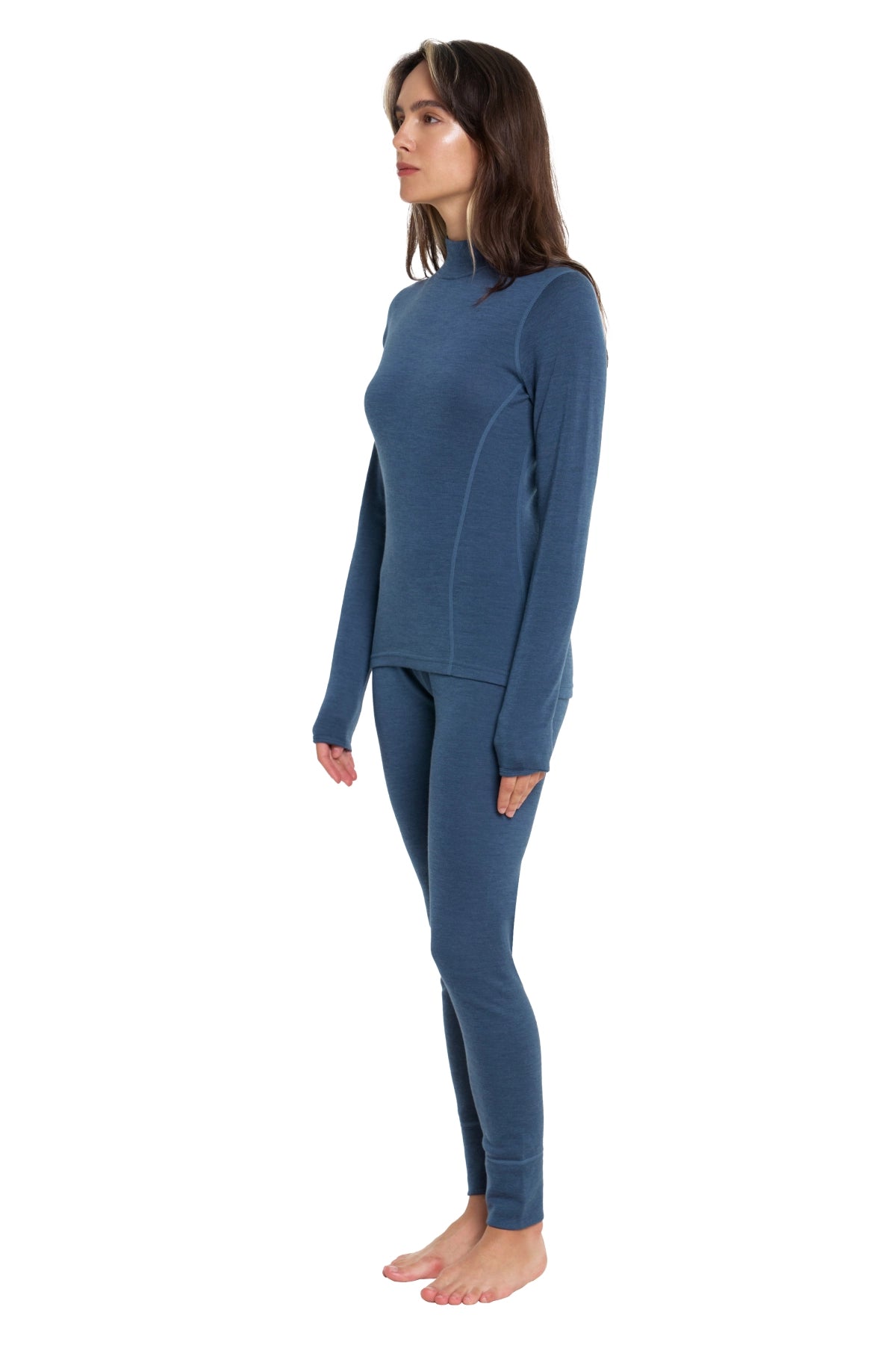 Women's Merino Turtleneck Thermal Set 250 Denim Low Neck — view 3