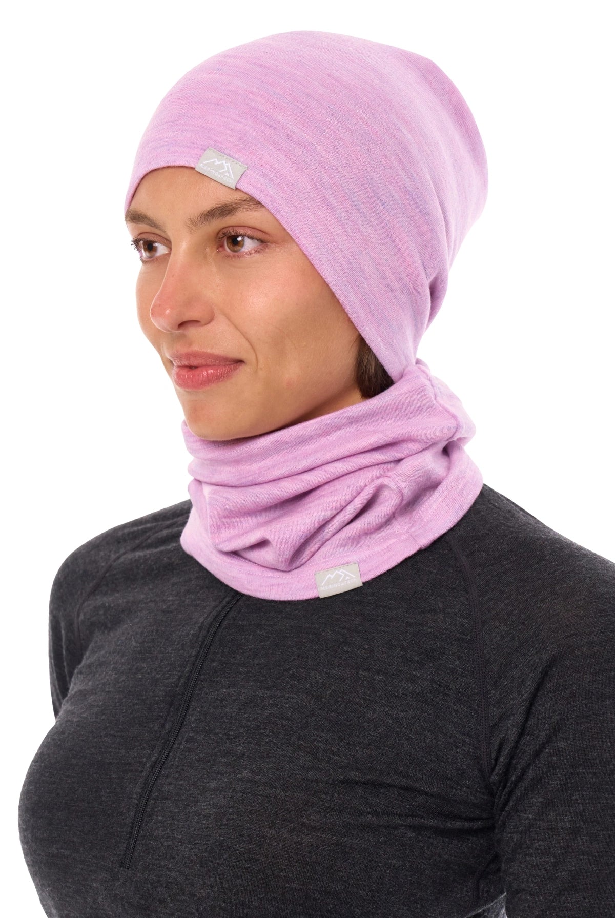 Adult Beanie Heather Lilac + Gaiter — view 3
