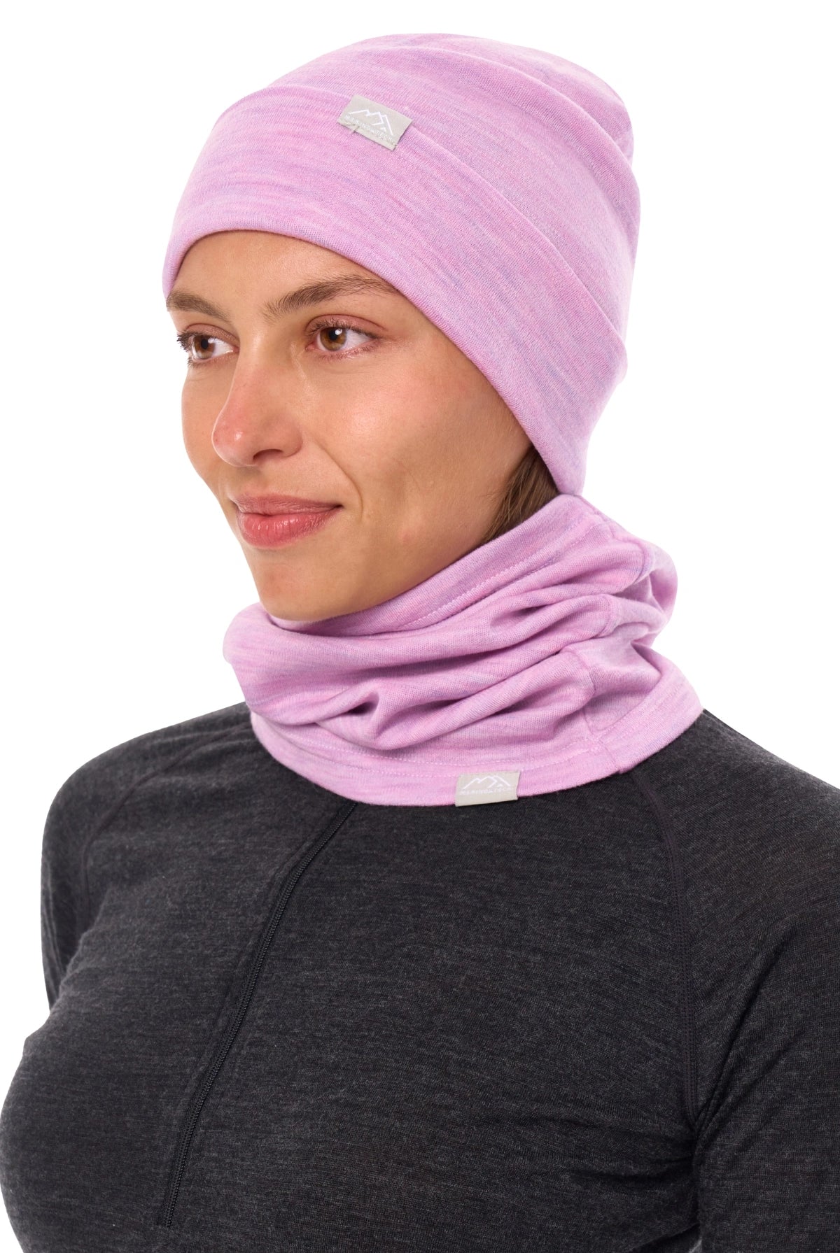 Adult Beanie Heather Lilac + Gaiter — view 2