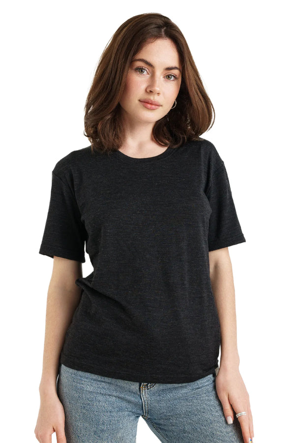 Women's Merino T-shirt 180 Melange Black Crewneck