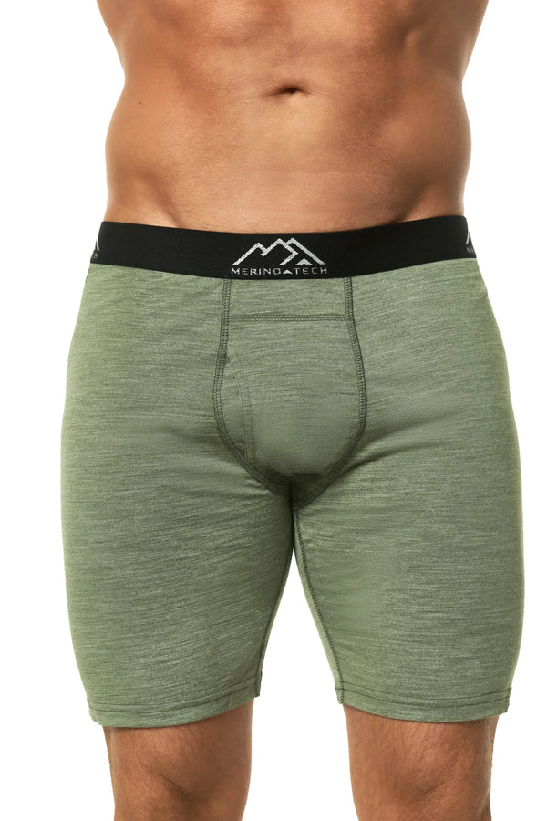 Men's Merino Boxers 170 Heather Olive, 1 pack